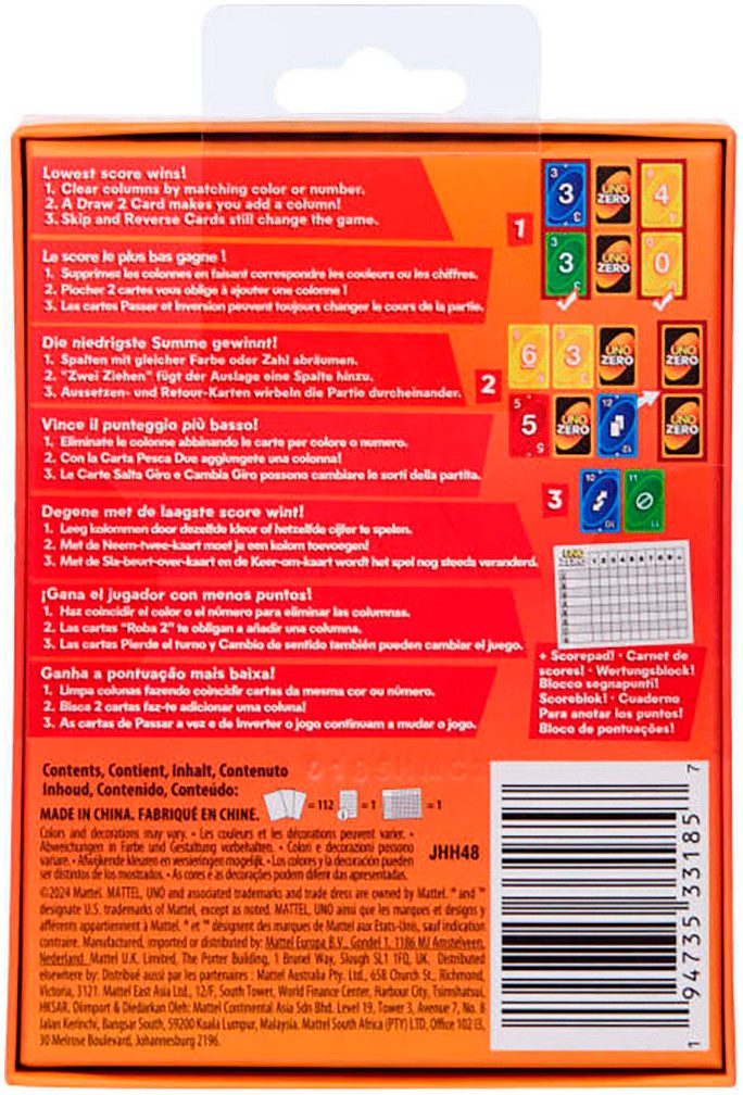Mattel games Spiel UNO Zero, Familienspiel