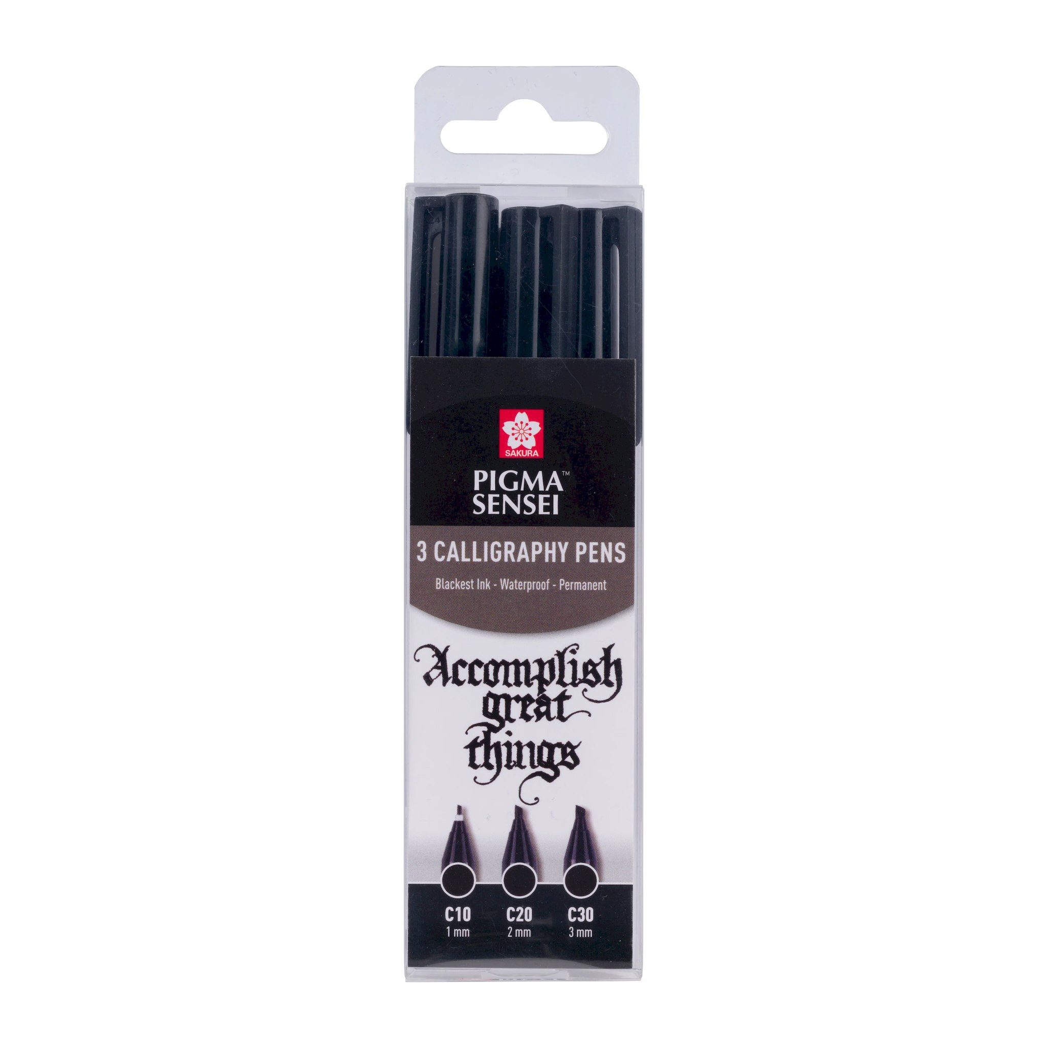 Sakura Kalligraphie-Stift Pigma Sensei Chisel Kalligraphie 3er Set, (3-tlg., 3er Stifte-Set), einzigartige Sakura Pigma™-Tinte, wasserfest