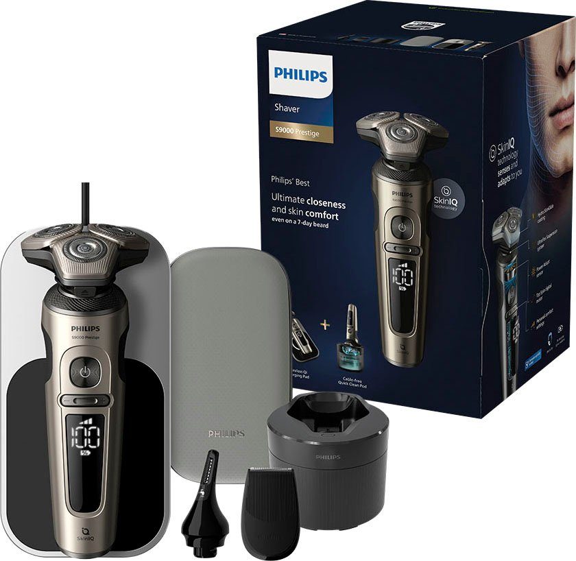 Philips Elektrorasierer Series 9000 Prestige SP9883/36, Reinigungsstation, Aufsätze: 2, Etui, mit SkinIQ Technologie | Trimmer