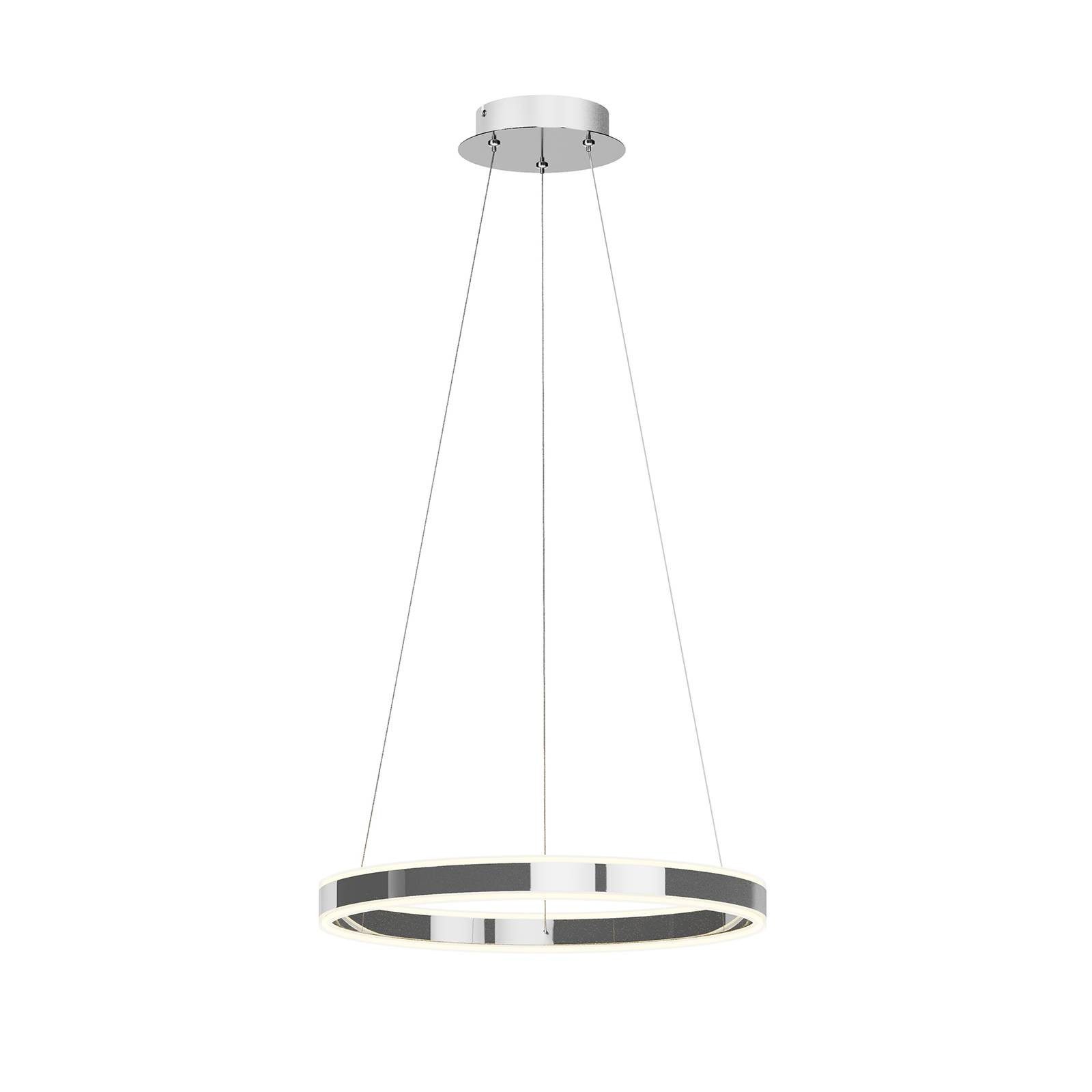 Lucande LED-Hängeleuchte Lyani, dimmbar, LED-Leuchtmittel fest verbaut, warmweiß, Modern, Metall, Acryl, chrom, weiß satiniert, 1 flammig, inkl.