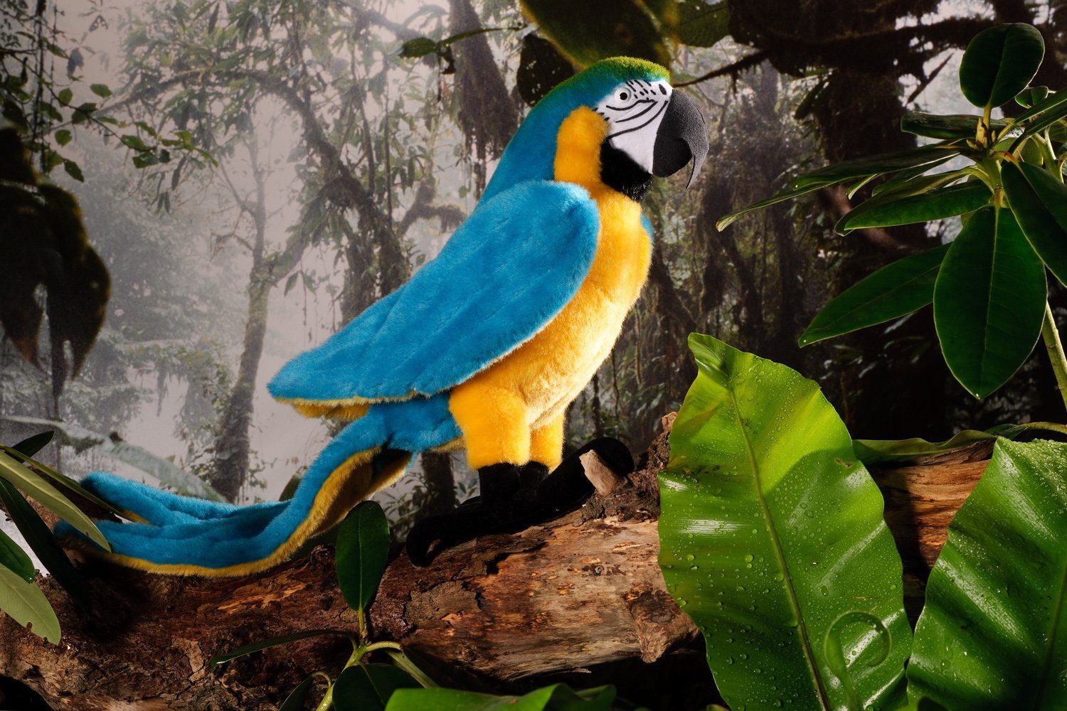 Plüschtier Kuscheltier Stoff Tier Papagei blau Vogel sitzend 15 cm 