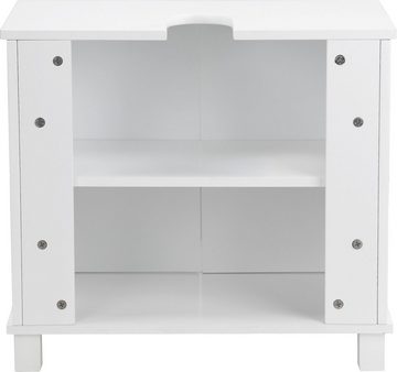 welltime Waschbeckenunterschrank Lucca Badschrank Badezimmerschrank Unterschrank Landhaus mit Siphonausschnit, Badunterschrank Waschbeckenschrank WBU