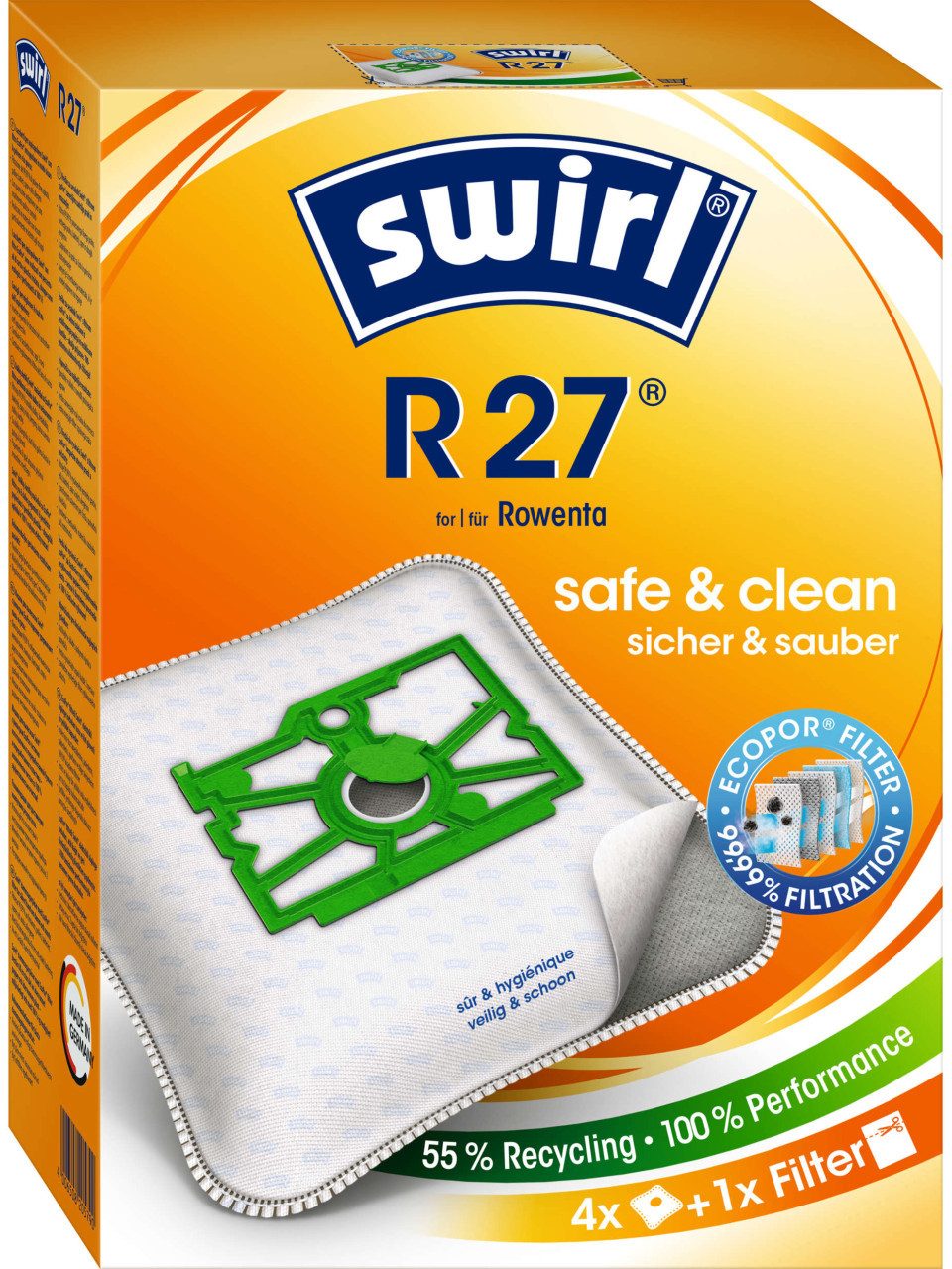 Swirl Staubsaugerbeutel Swirl R 27 EcoPor Staubsaugerbeutel 4 Staubbeutel
