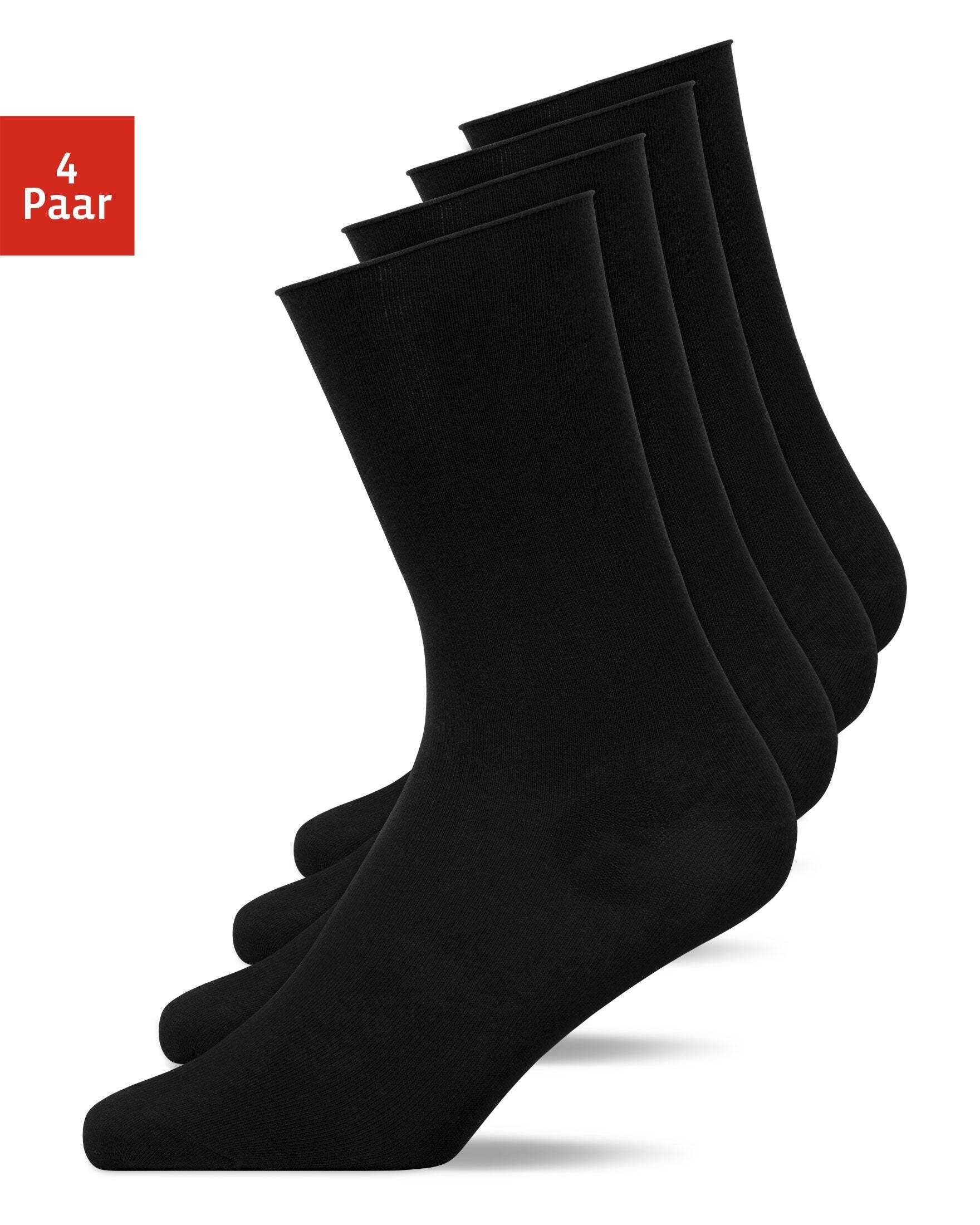 SNOCKS Businesssocken Klassische Socken für Damen (4-Paar) aus Bio-Baumwolle, mit sanftem Rollsaum | Lange Socken