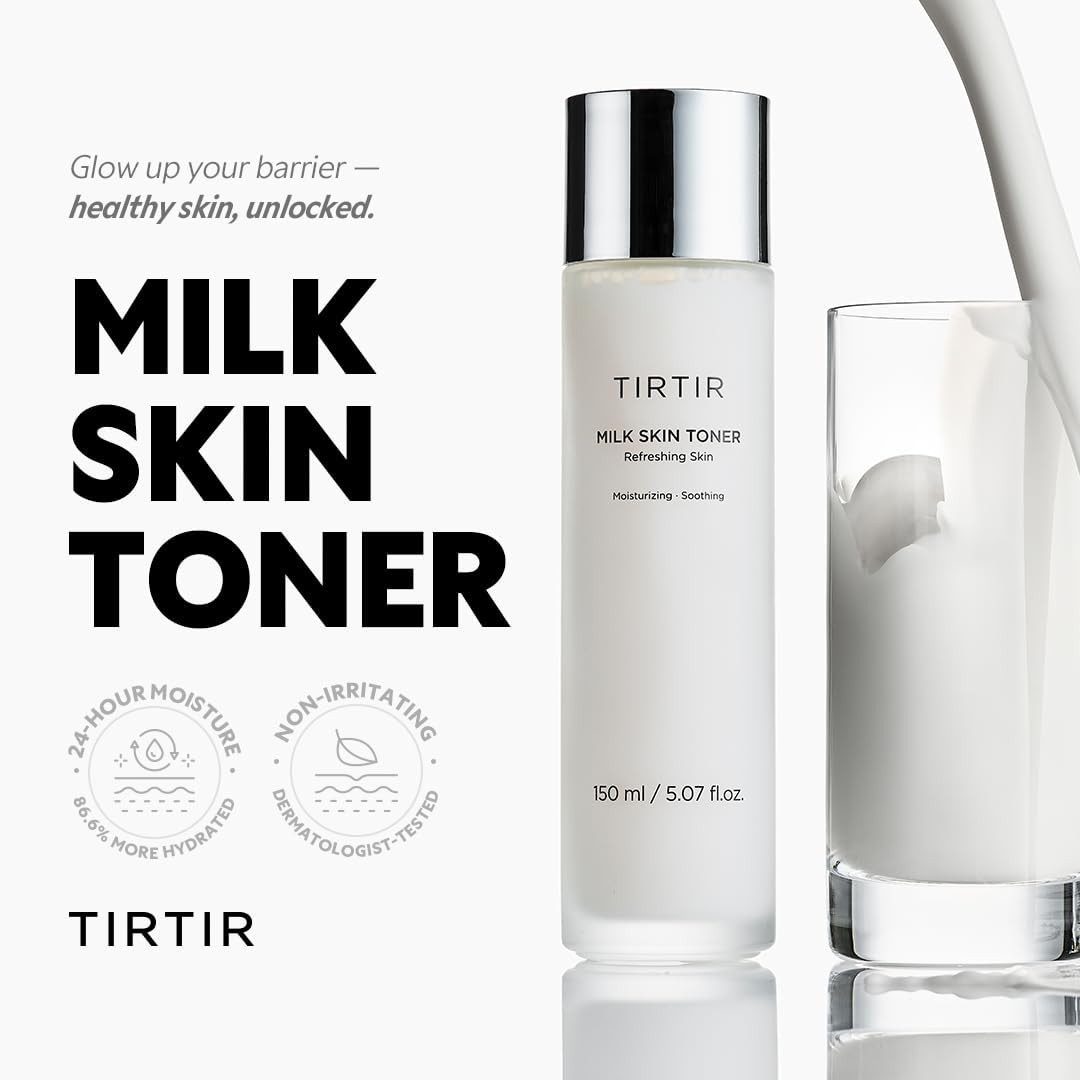 TIRTIR Toner Milk Skin Toner 150ml – Gesichtswasser mit Niacinamid & Reiskleieextrakt, feuchtigkeitsspendend & beruhigend, für empfindliche Haut & alle Hauttypen, koreanische Pflege