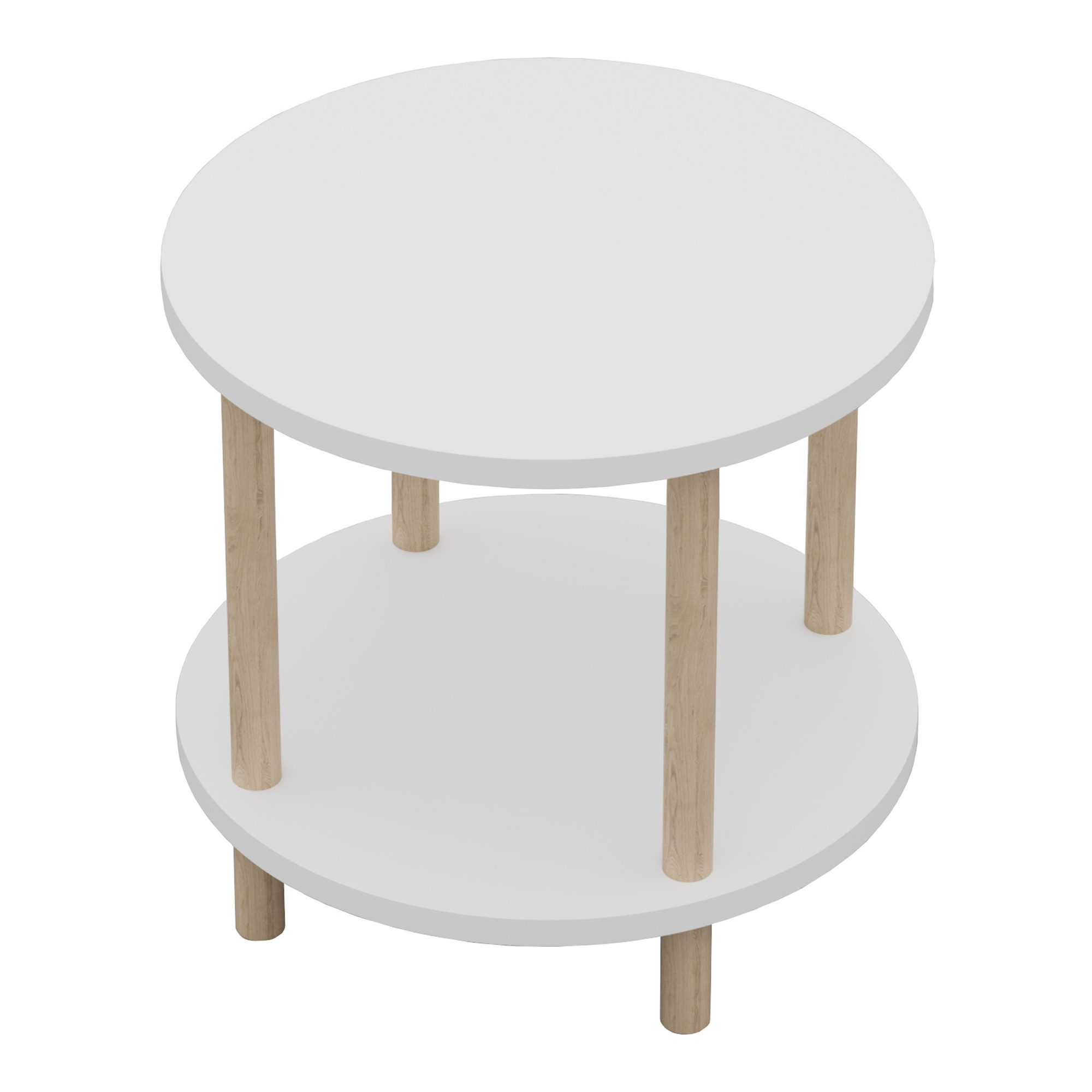 en.casa Beistelltisch, »Ves« mit unterer Ablage 49 x Ø42 cm Weiß günstig online kaufen