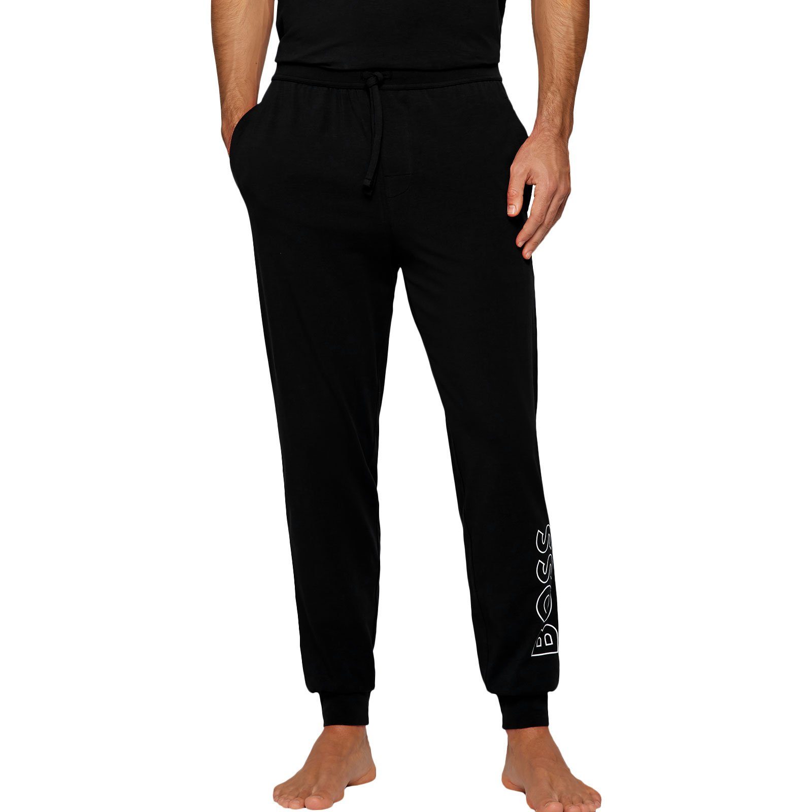 002 mit Jogginghose black Pants Identity BOSS Outline-Logo