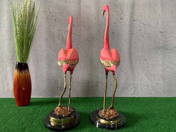 Casa Padrino Dekofigur Luxus Bronze Deko Skulpturen Set Flamingos Rosa / Gold / Schwarz 28 x 20 x H. 70 cm - Bronze Dekofiguren - Wohnzimmer Deko Accessoires