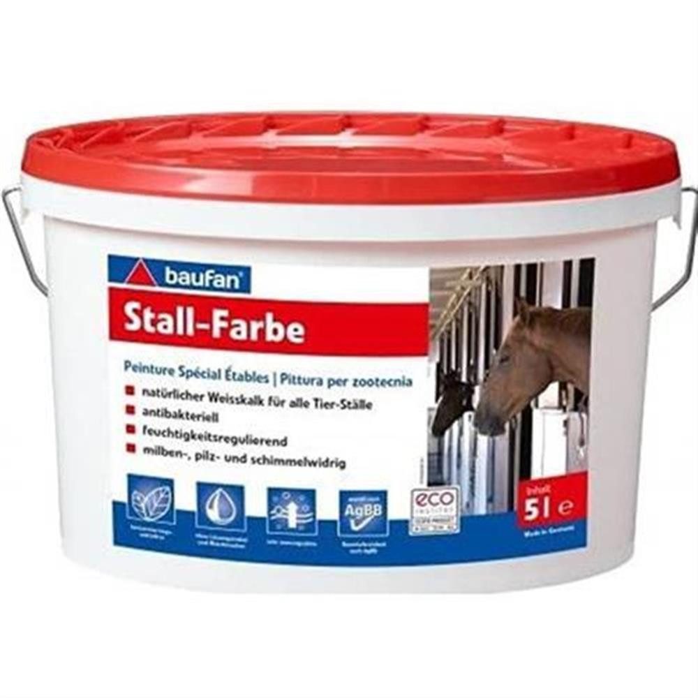 baufan® Wandfarbe Stallfarbe für Pferde-, Hühner- & Taubenställe Kalkfarbe, für Ställe, Kellerräume, Garagen, Feuchträume