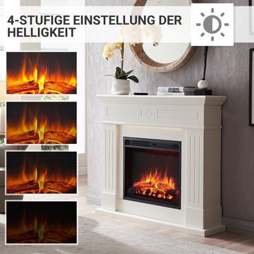 CrownFlame Elektrokamin Leandros, Standkamin mit Heizung 2000W, Heizung, LED-Beleuchtung, 3D-Flammeneffekt & Fernbedienung