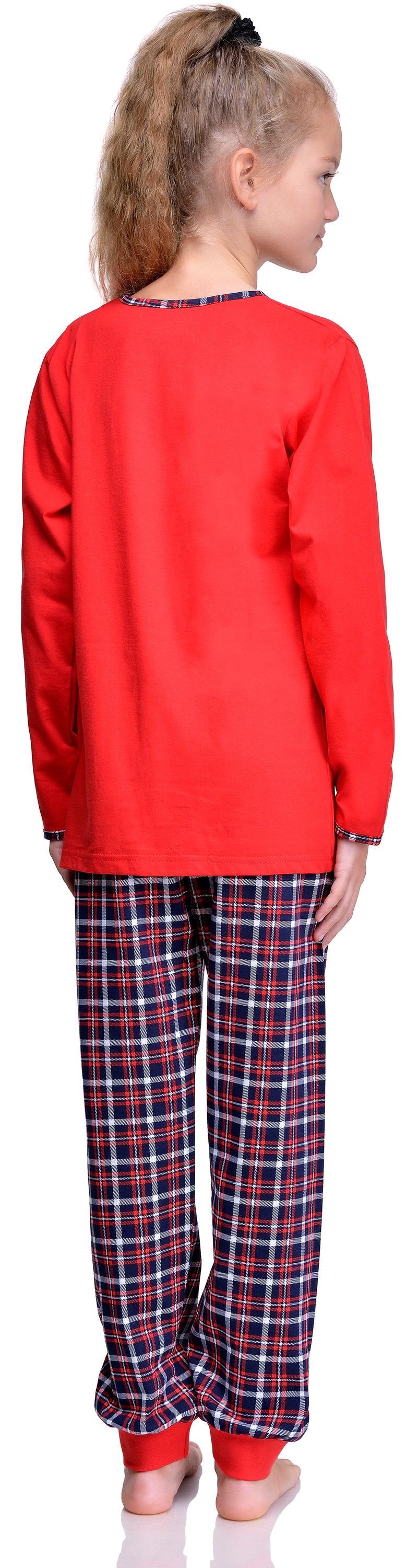 Rot aus Winter TITR850 Timone Baumwolle Pyjama Langarm Set Mädchen Schlafanzug Schlafanzüge