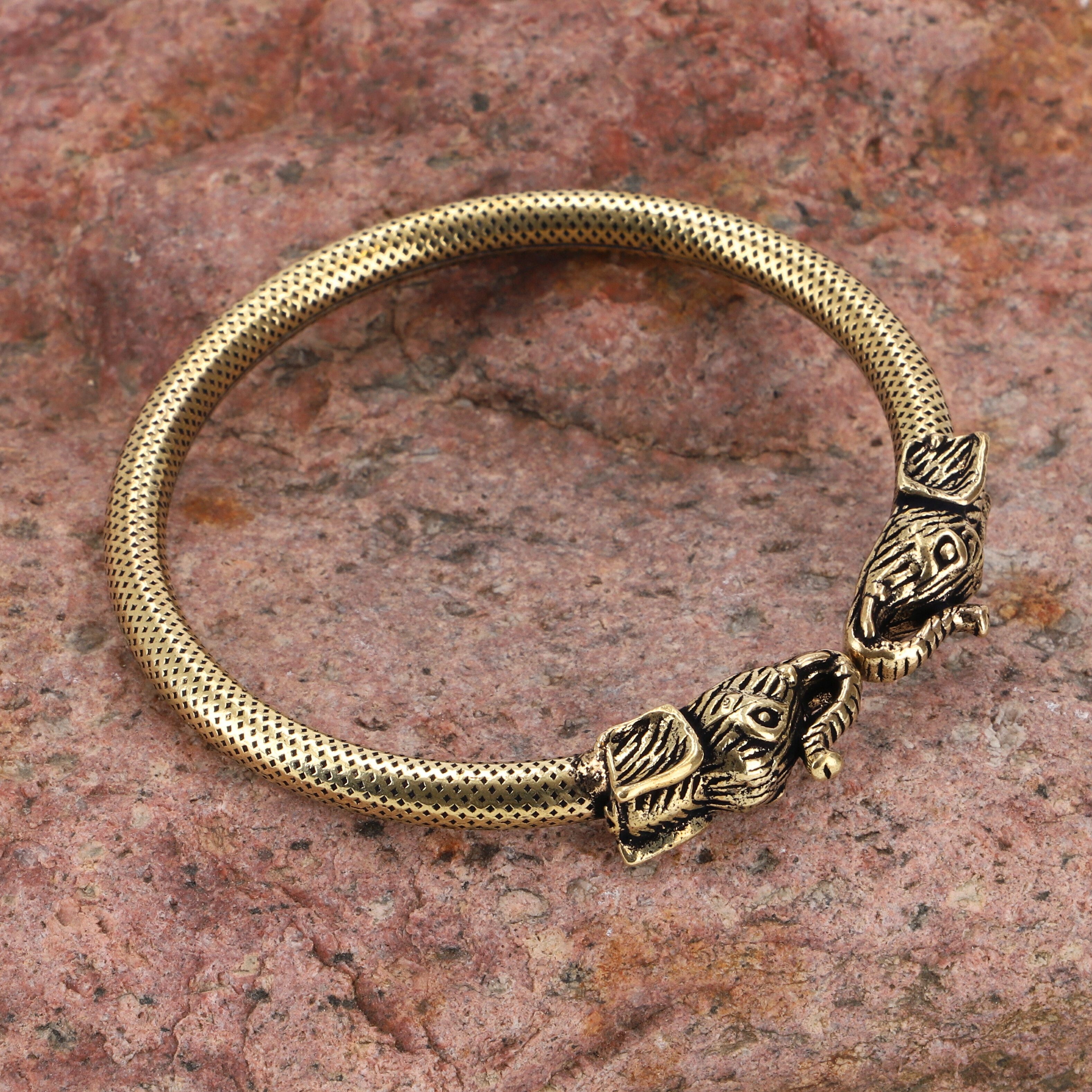Guru-Shop Armreif Boho Armreifen, Ethno Armspange - Elefant gold