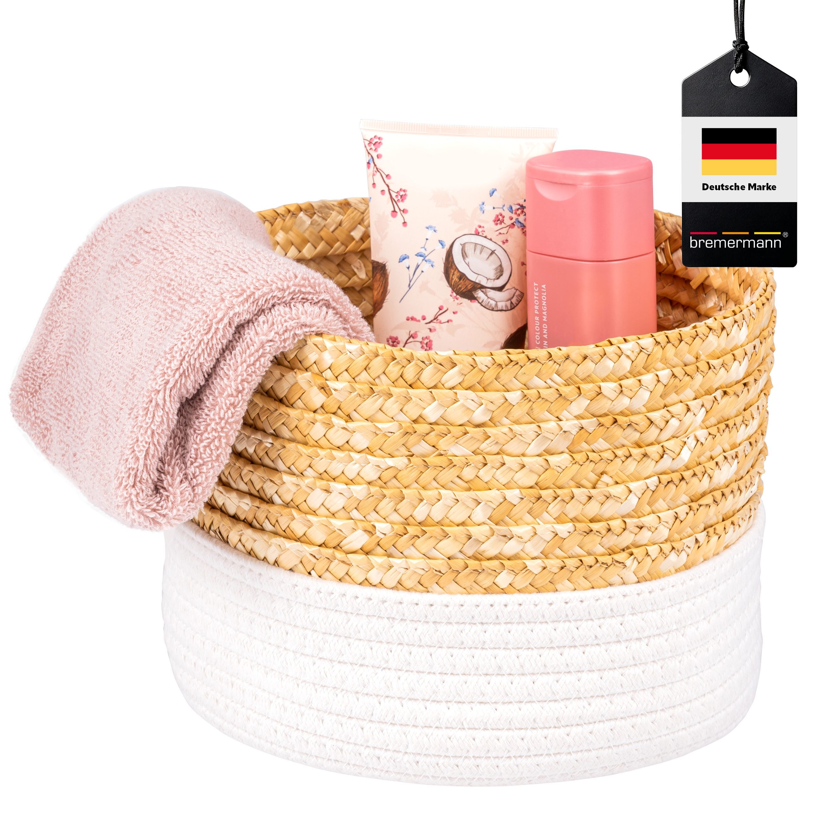 bremermann Aufbewahrungskorb Aufbewahrungskorb aus Baumwolle/Strohgeflecht Ø 24 cm (1 St)