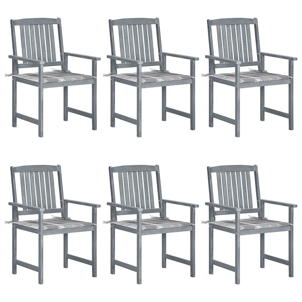 Gartenstuhl Gartenstühle mit Kissen 6 Stk. Massivholz Grau