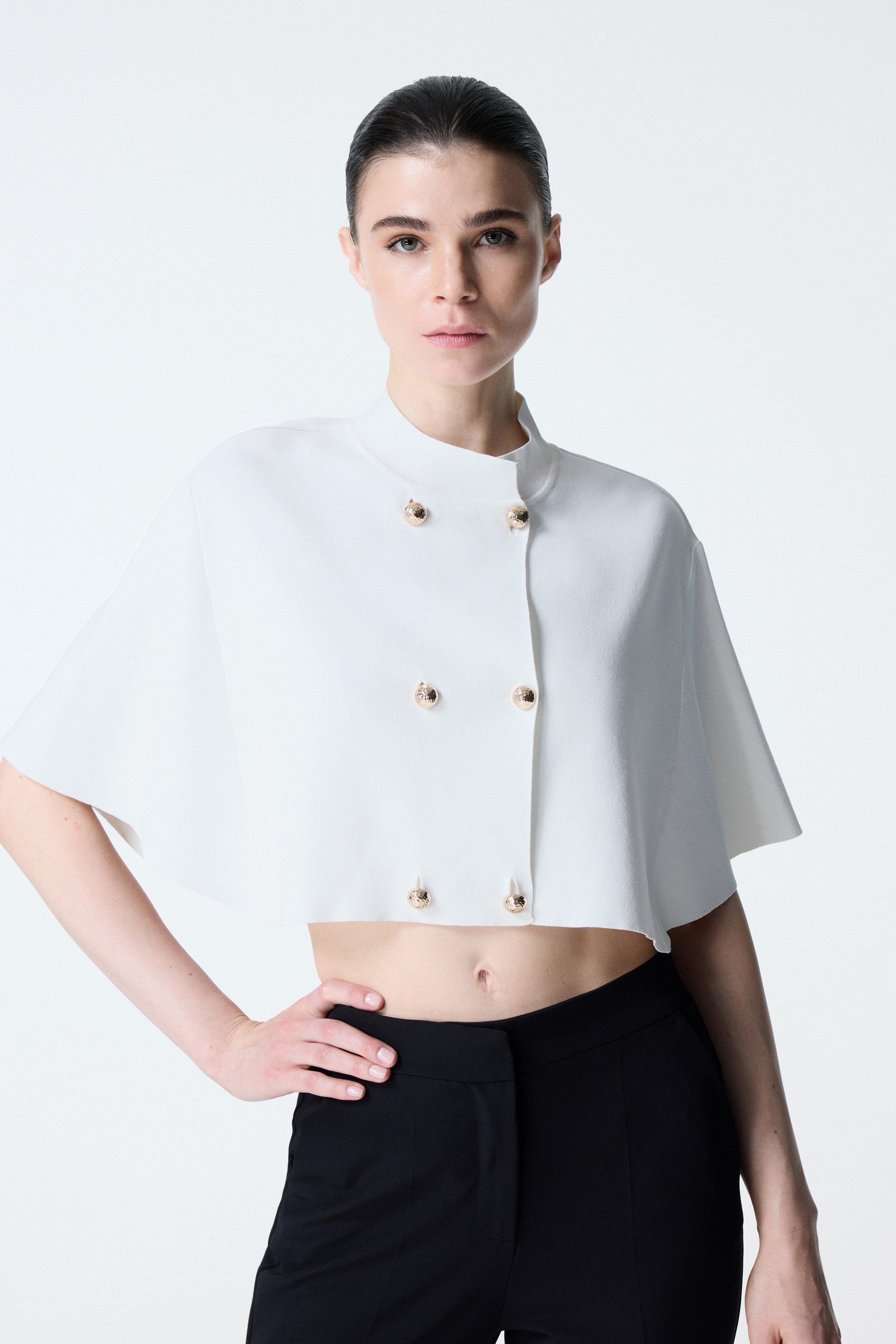 adL Cape Strickcape mit Knopfleiste