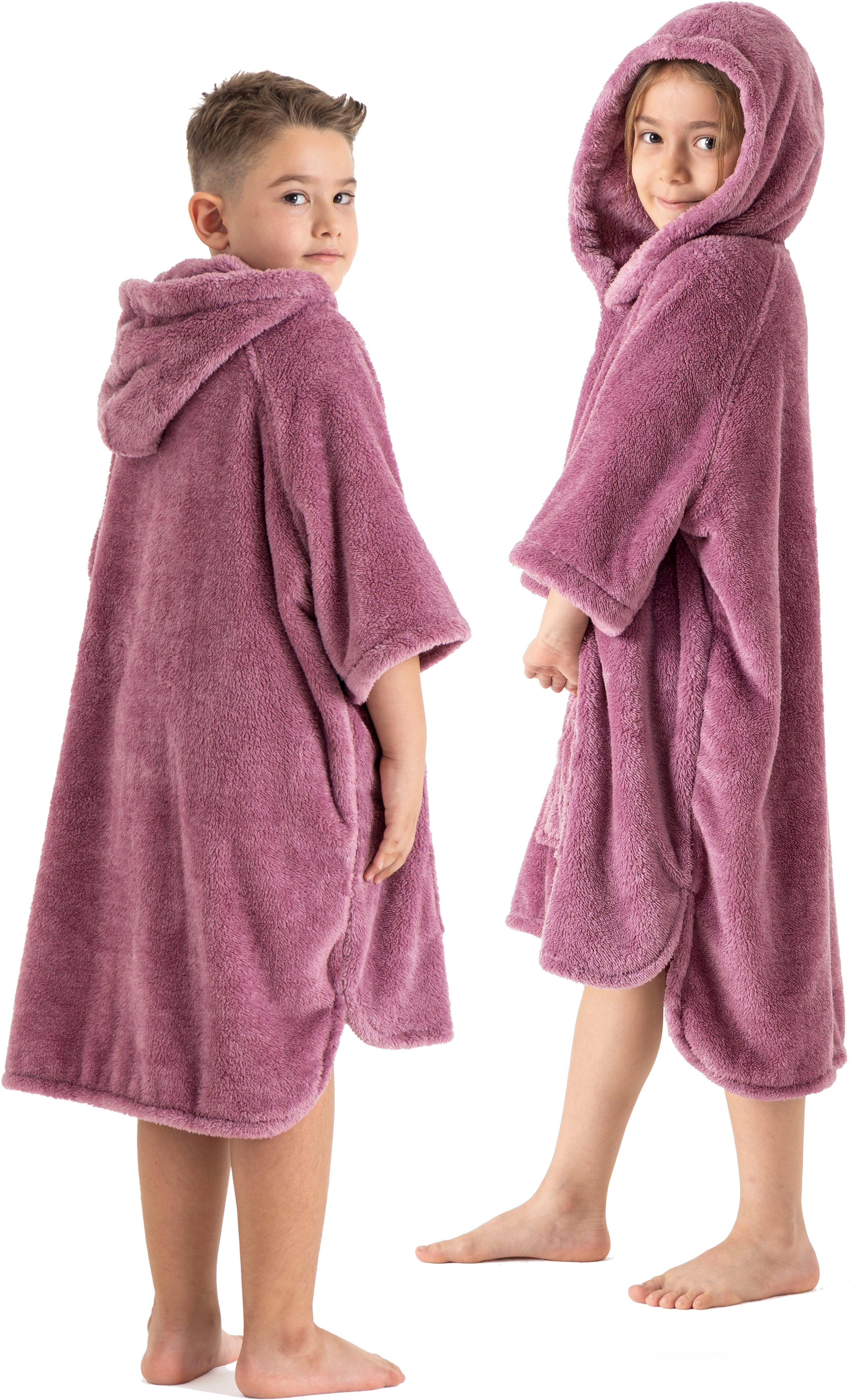 my home Badeponcho Lillou, für Kinder, ideal für Urlaub oder im Schwimmbad, Midilänge, Microfaser, Kapuze, ohne, weich und kuschelig, Fleece, plüsch, Surfponcho