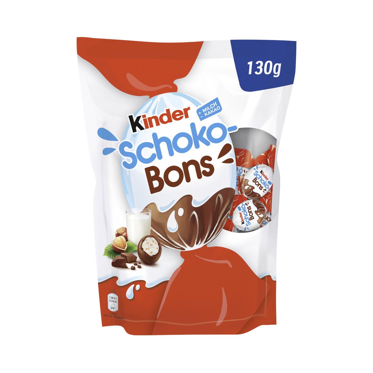 kinder Schokolade, Ferrero kinder Schoko Bons Vollmilchschokoladeneier mit Milch 130g