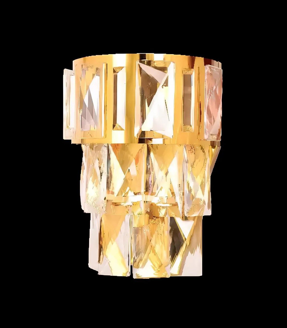 JVmoebel Hängeleuchte Kristall Wandleuchte in Gold mit eleganten Lüster-Elementen, Leuchtmittel wechselbar, Made in Europa