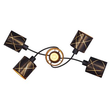 etc-shop LED Deckenspot, Leuchtmittel nicht inklusive, Deckenleuchte 5 flammig Deckenstrahler schwarz gold