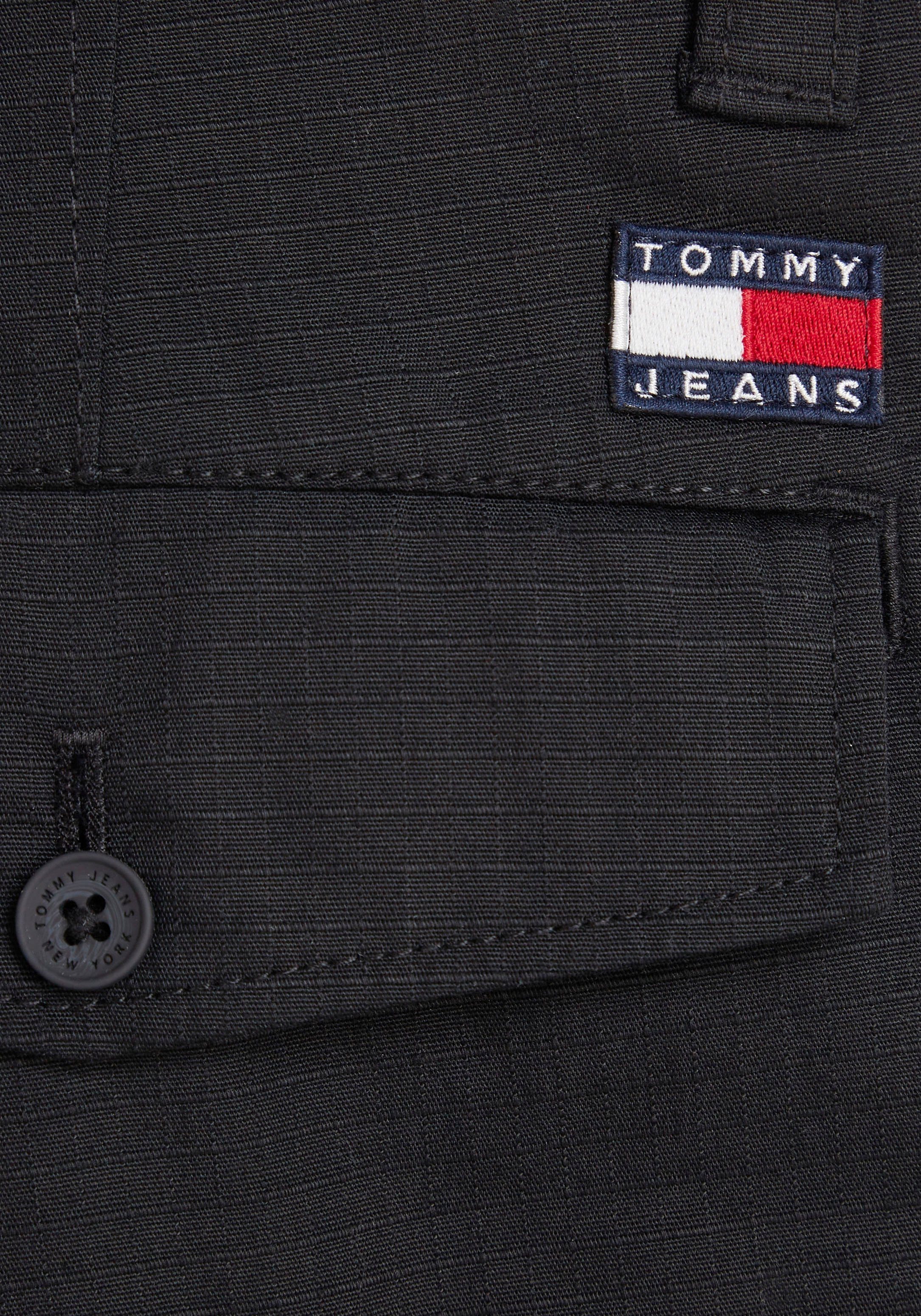 CARGO Struktur BAGGY TJM Stoff feiner im PANT Jeans Cargohose Black mit AIDEN Tommy
