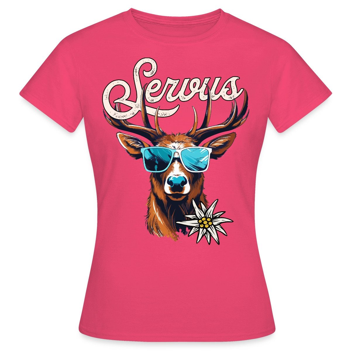 Spreadshirt T-Shirt Servus Hirsch Mit Sonnenbrille günstig online kaufen