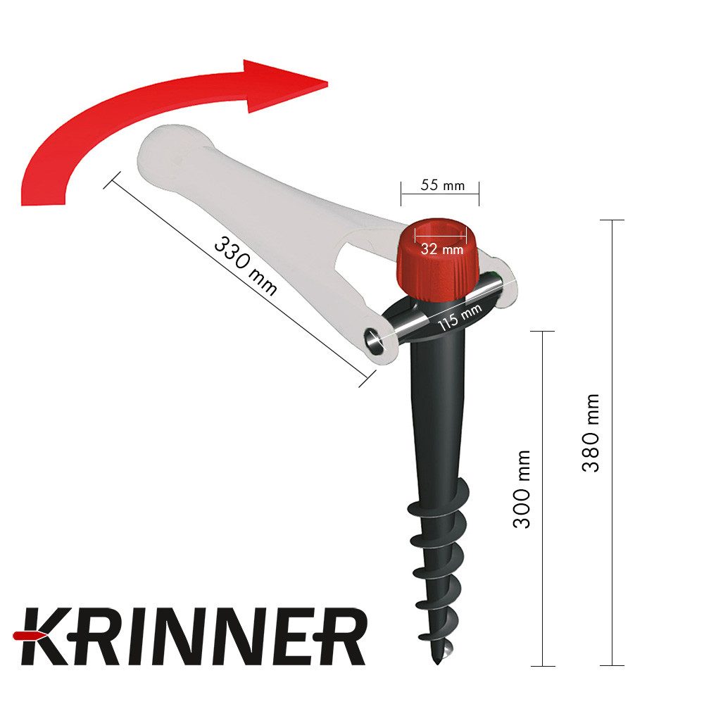 Krinner Schirmhalter Vario Drill Sonnenschirmständer zum eindrehen für Strand & Wiese, für Stöcke bis Ø 32 mm, 1 tlg.