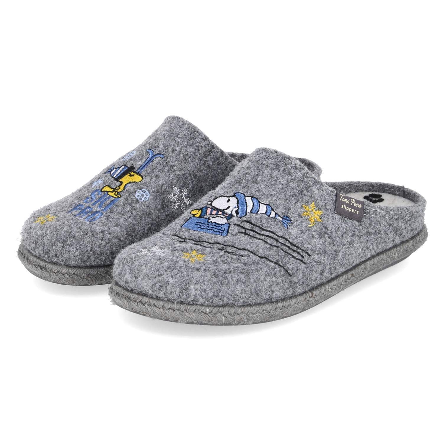 Toni Pons Toni Pons Pantoffeln Snoopy Gris Damen Filz grey Pantolette
