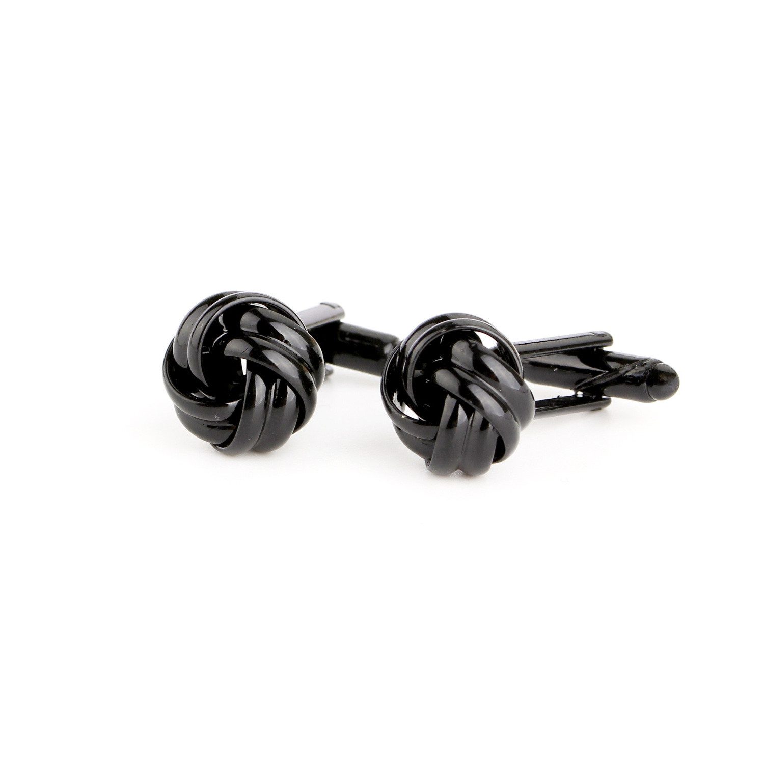 KARMA Manschettenknöpfe Knoten Schwarz rund Klassische Anzug Accessoire (1-Paar), s für Business, Hochzeit & Festliche Anlässe Hemdmanschettenknöpfe