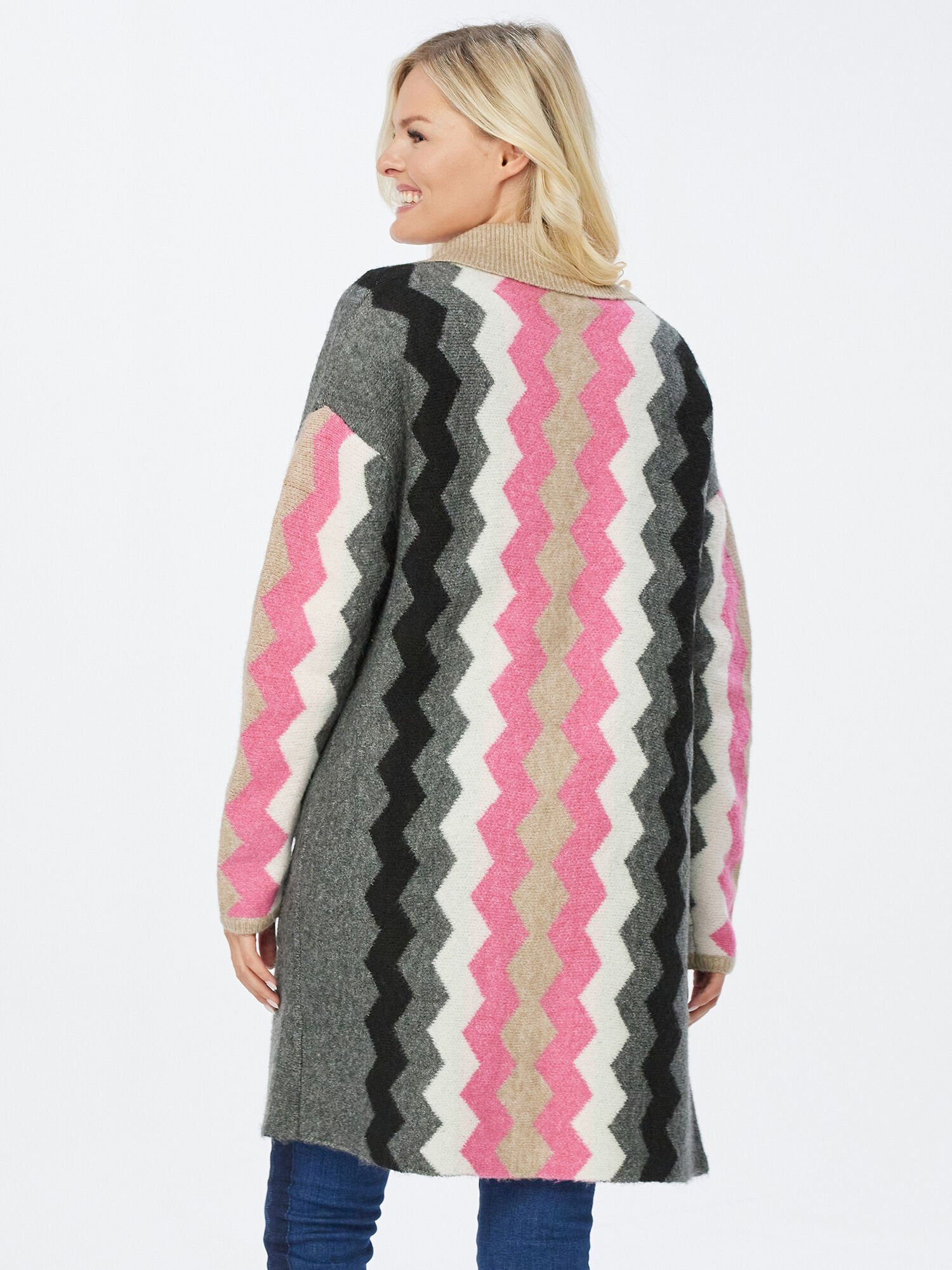 Georg Stiels Cardigan Strick-Mantel figurumspielend mit Zick Zack-Motiv günstig online kaufen