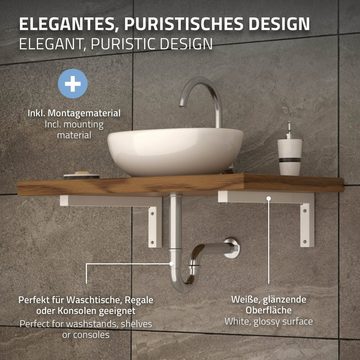 ML-DESIGN Waschbeckenschrank Winkel Waschtischhalterung Wandhalterung Konsolenträger Regalträger 2er Set L-Form 400x150mm Weiß Stahl