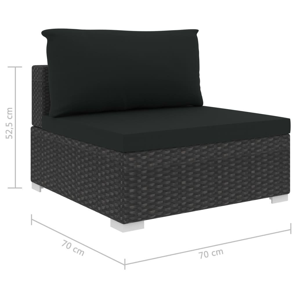 Gartenlounge-Set Auflagen vidaXL Rattan mit 4-tlg. Garten-Lounge-Set Schwarz, Poly (4-tlg)