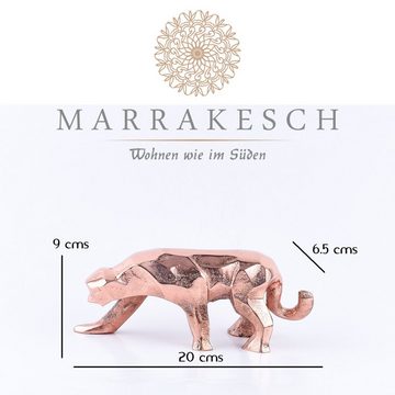 Marrakesch Orient & Mediterran Interior Dekofigur Dekofiguren Aluminium Jaguar 20cm Groß Tierfiguren Skulptur Dekoration