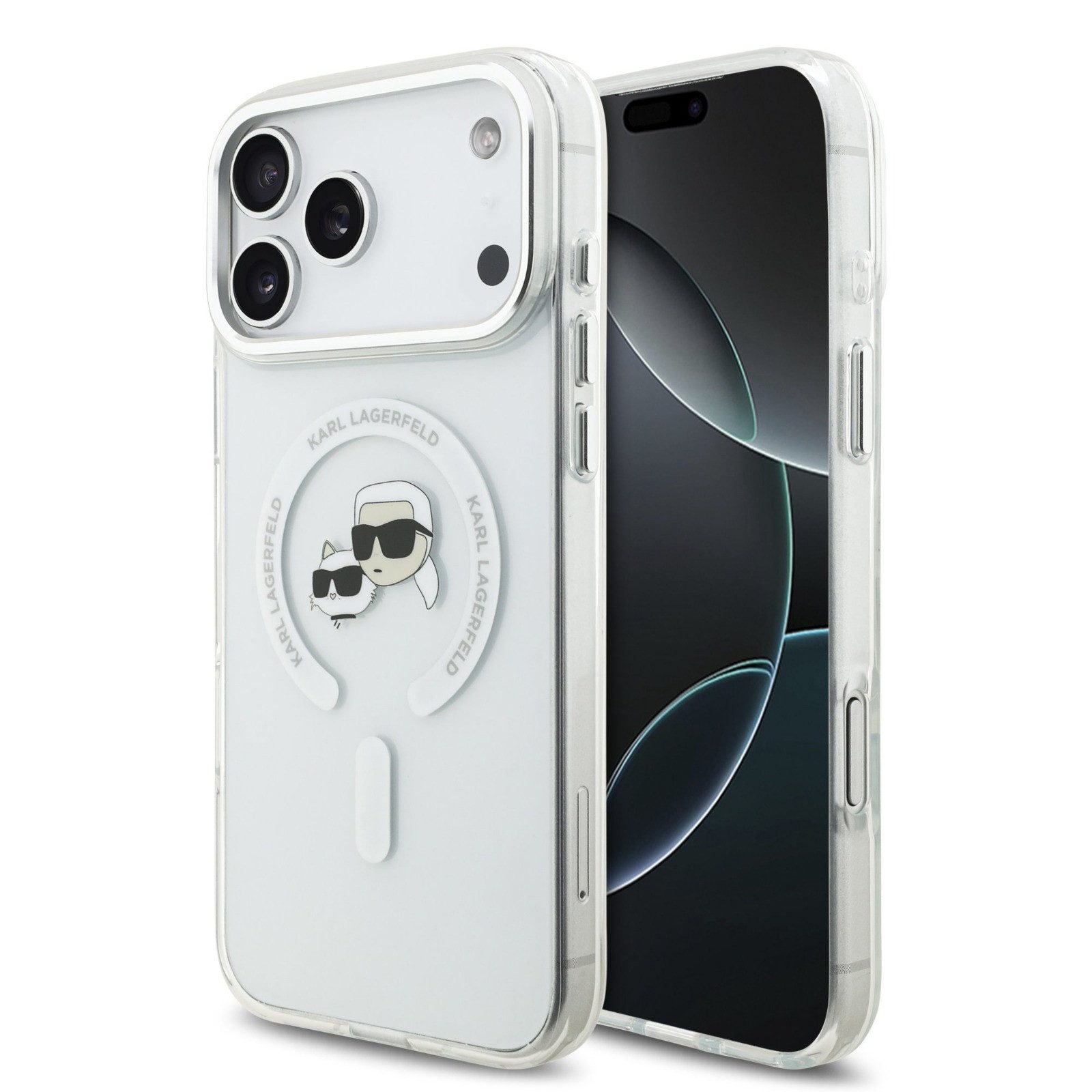 KARL LAGERFELD Handyhülle Case MagSafe iPhone 17 Pro Max Kunststoff Karl Katze transparent 6,9 Zoll, Kantenschutz