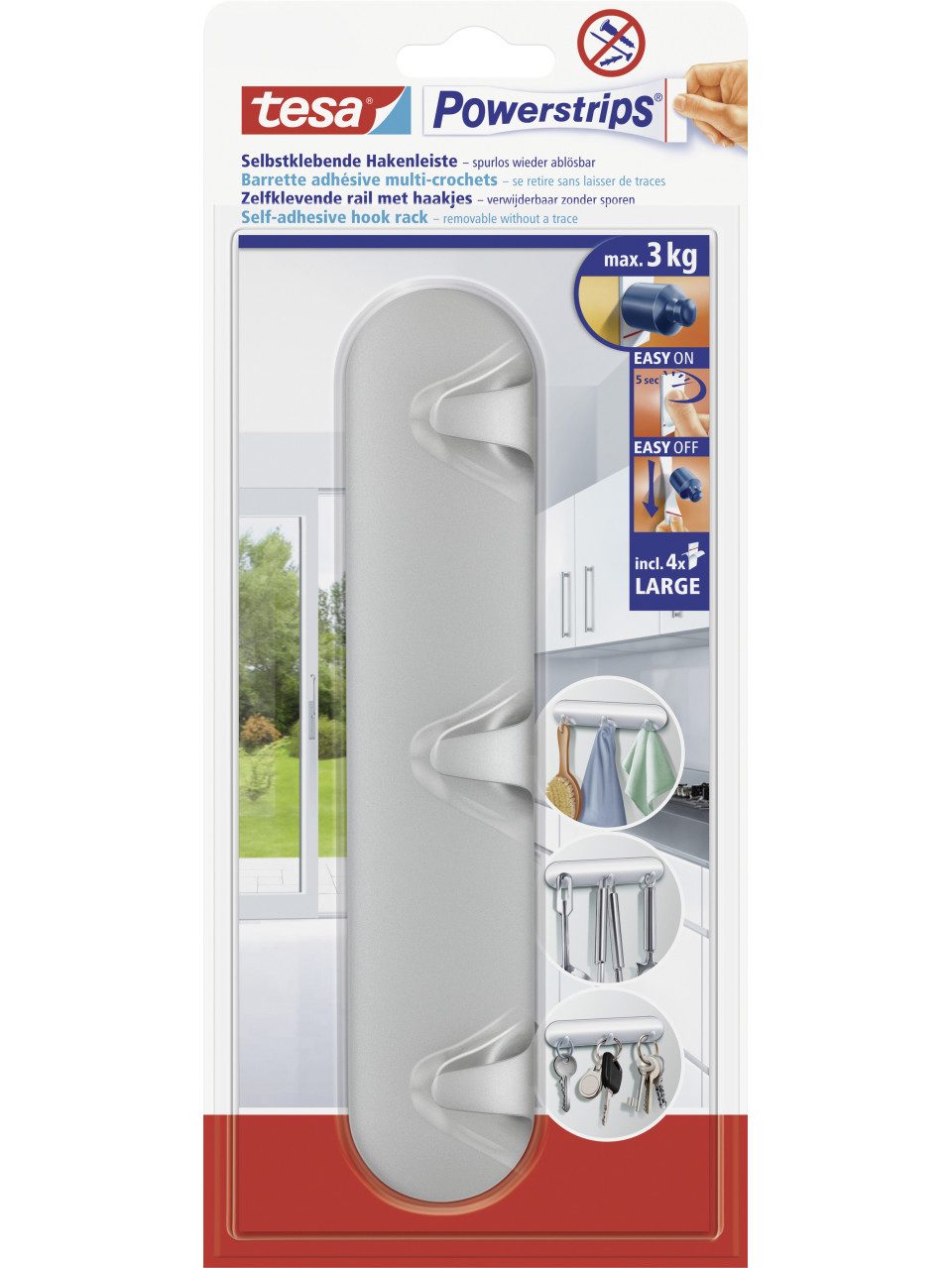 tesa Klebehaken tesa Hakenleiste Powerstrip chrom