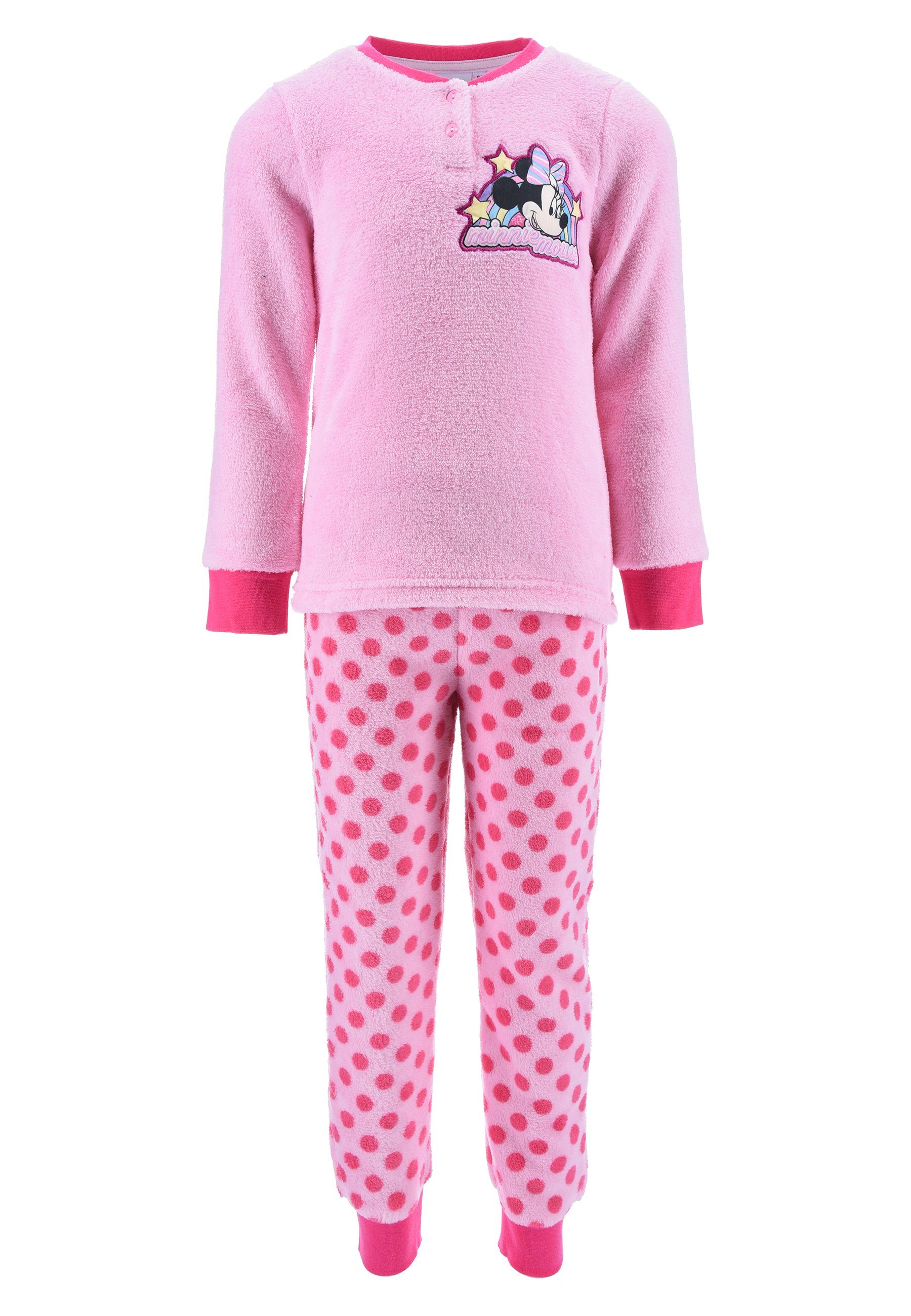 Shirt Mini Disney + tlg) Minnie Langarm Schlaf-Hose Schlafanzug Schlafanzug Rosa Mädchen (2 Maus Mouse Pyjama