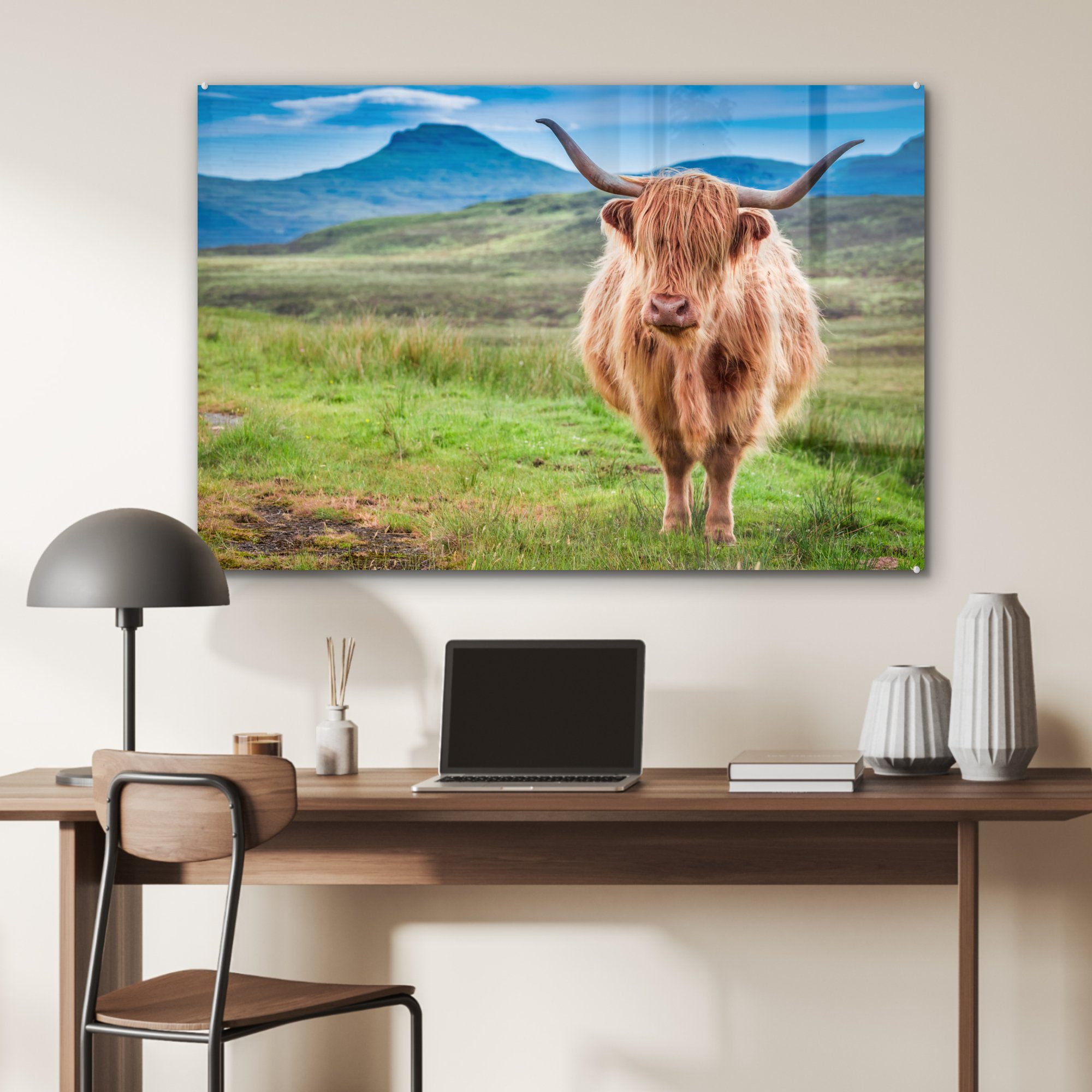 Wohnzimmer Schottland Acrylglasbilder (1 - & MuchoWow - Kuh Acrylglasbild Braun, Schlafzimmer St),