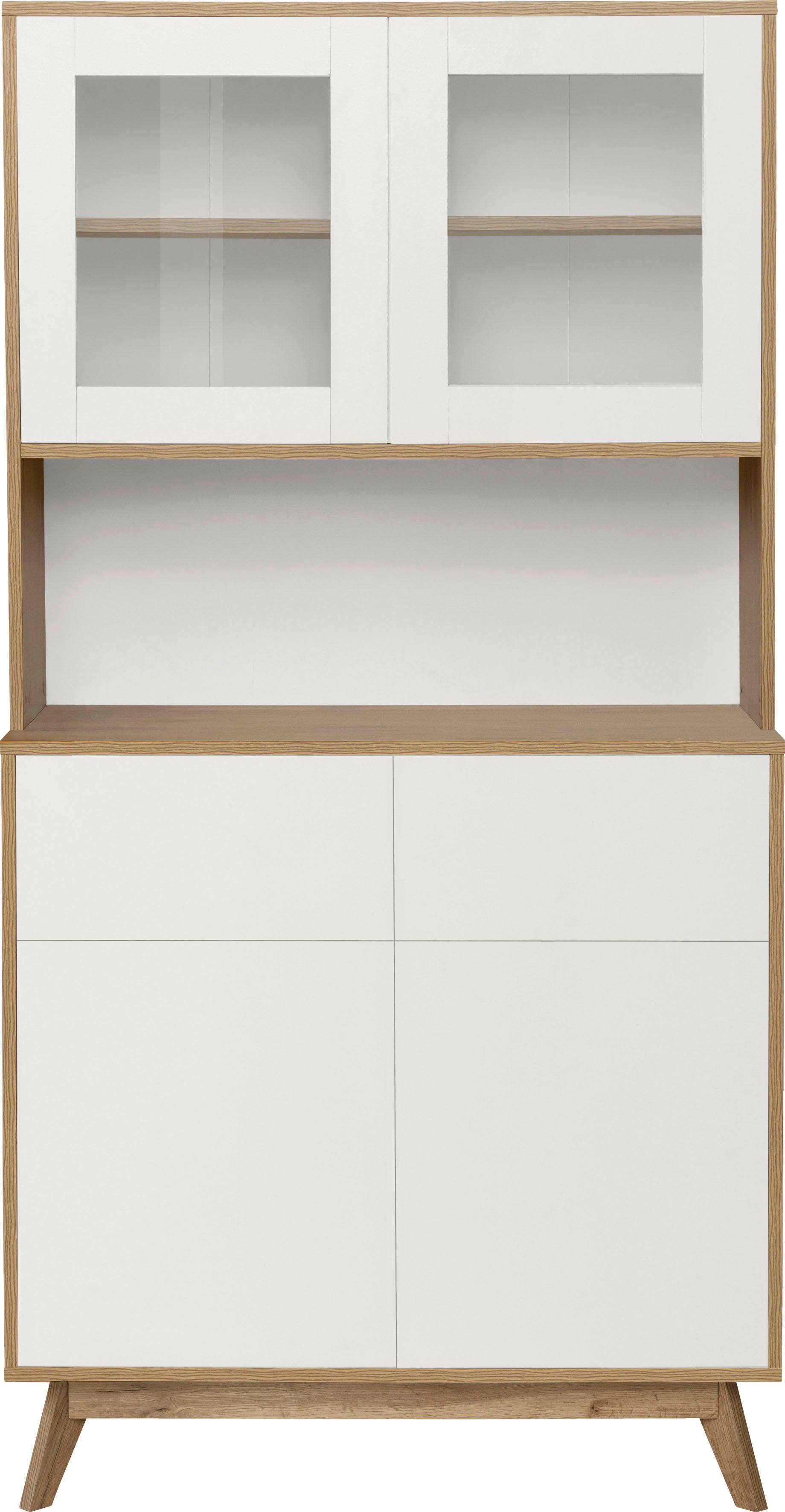 Home affaire Buffet Skandi 2 Glastüren, 2 Holztüren und 2 Schubkasten, Breite 84cm, Höhe 165cm