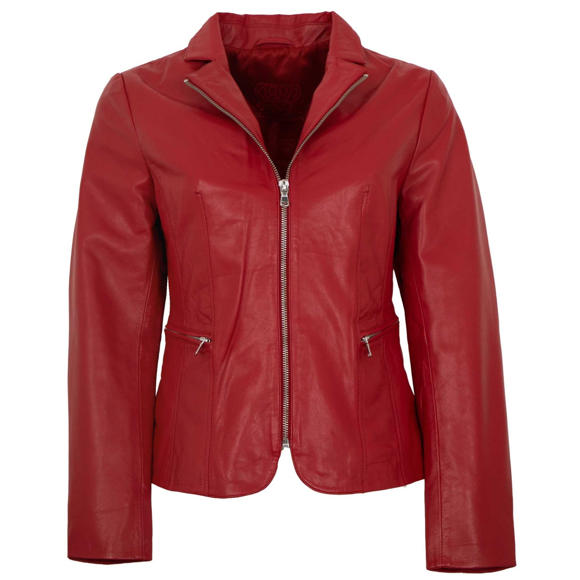 Maddox Lederjacke Inka MADDOX - Damen Lederjacke Blazer Lammnappa rot