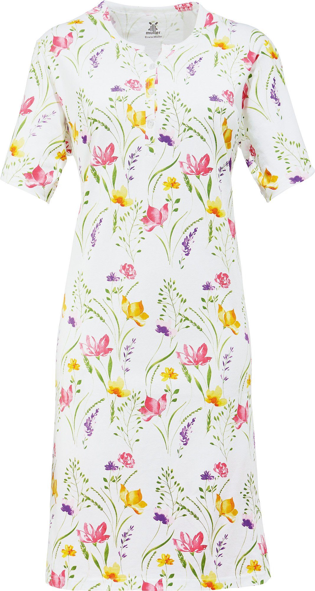 Erwin Müller Nachthemd Damen-Nachthemd Single-Jersey Blumen günstig online kaufen