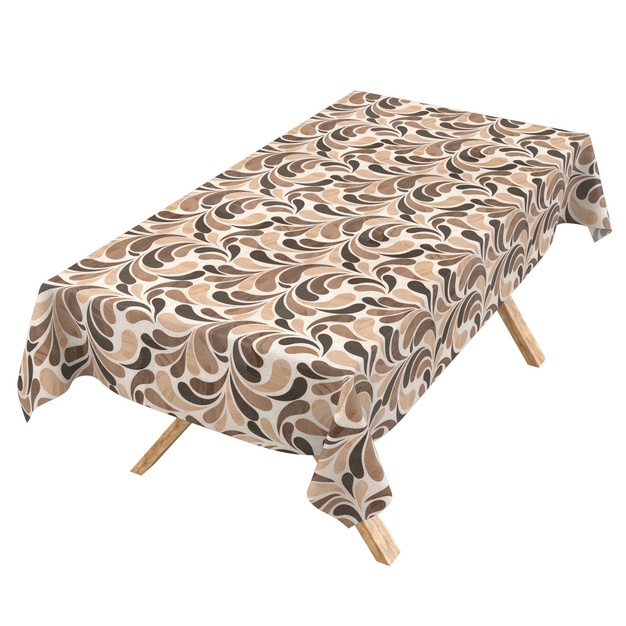 ANRO Tischdecke abwaschbar Baumwolloptik Retro Tropfen Natur wetterfest (Einzelstück 1-tlg, eine Tischdecke), Stofftischdecke schmutzabweisend 100x140cm Retro Tropfen Natur