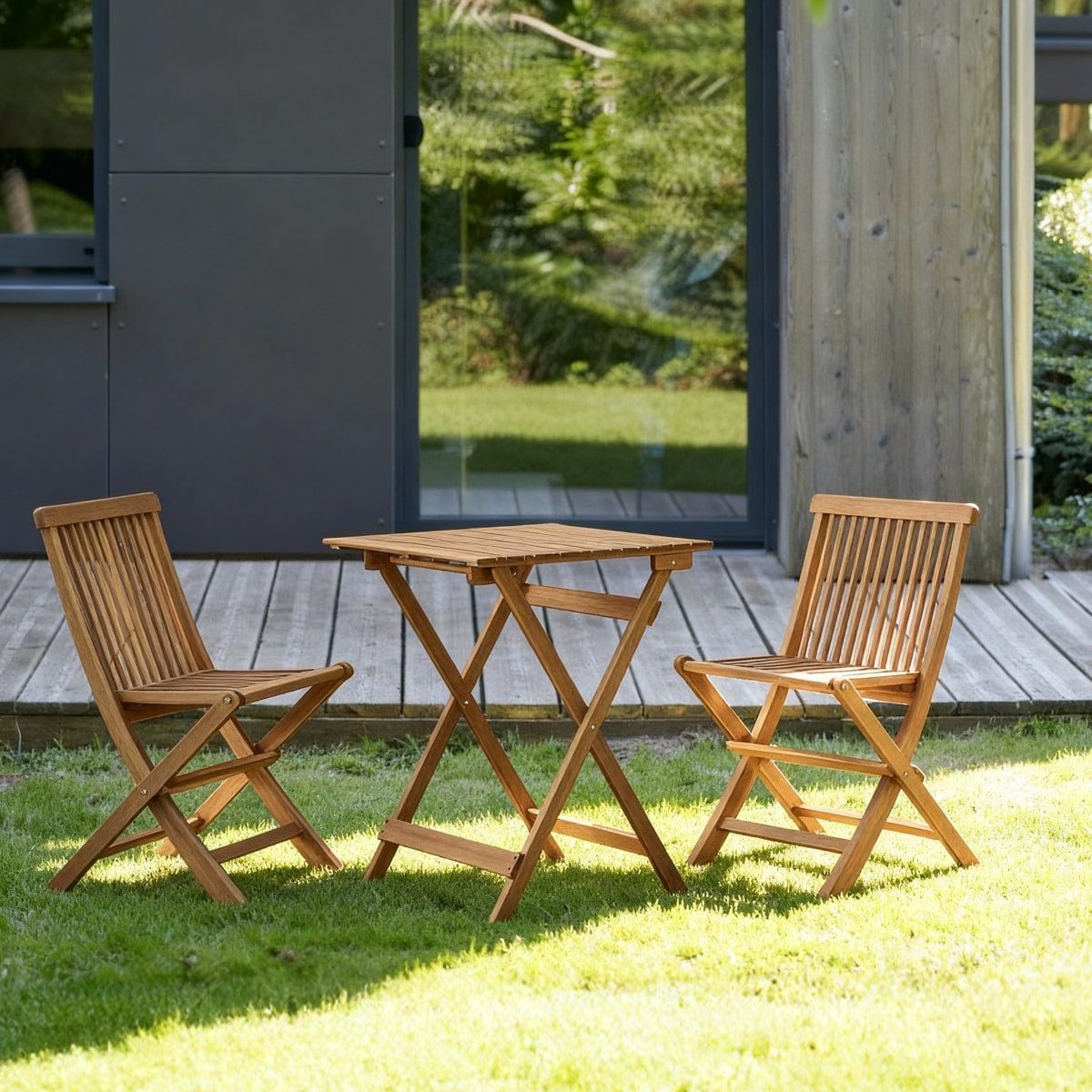 Tikamoon Garten-Essgruppe Bistro - Outdoor Gartenmöbel Set aus massiver Akazie, 2 Plätze, (1-tlg)