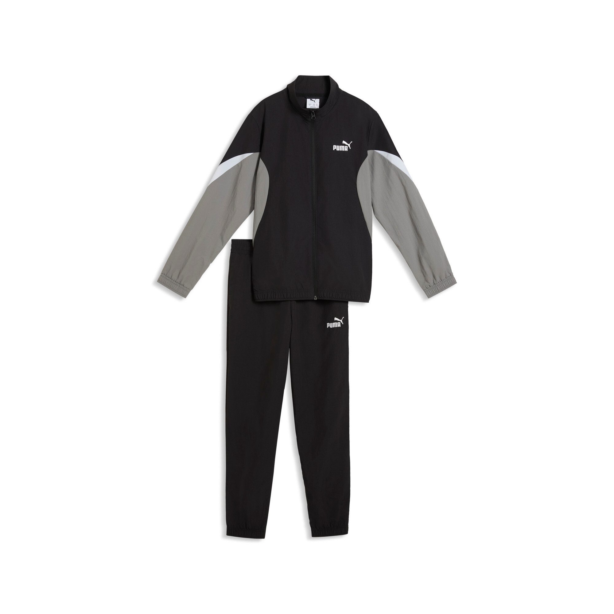PUMA Jogginganzug ESS BLOCK WOVEN SUIT B (2-tlg), 2-teiliges Set, mit Reißverschluss am Oberteil, windabweisend