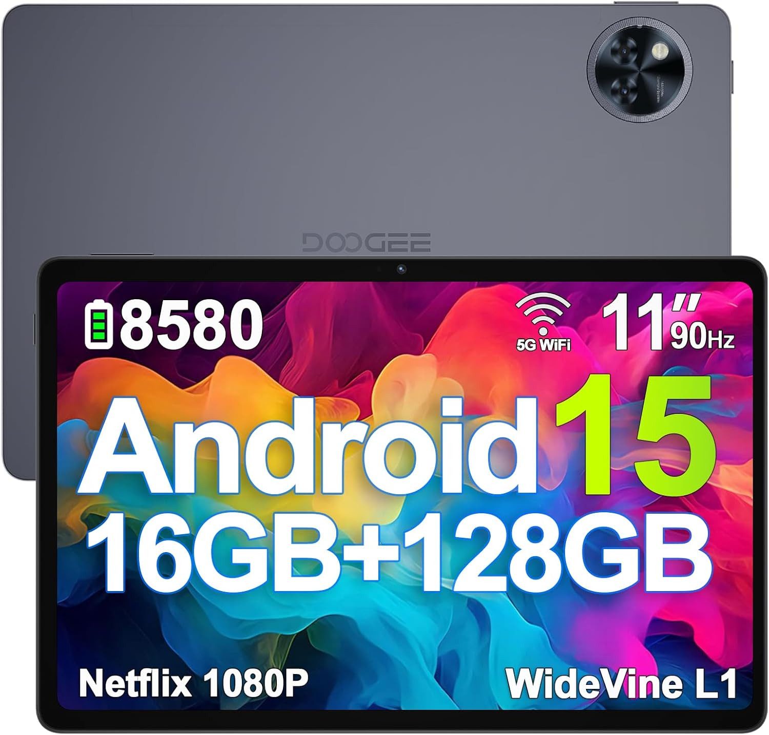 DOOGEE U11 Tablet (11", 128 GB, Android 15, Android 15, 8580 mAh, Unisoc T606, 7,9 mm Metallgehäuse, 16+128GB 2TB)