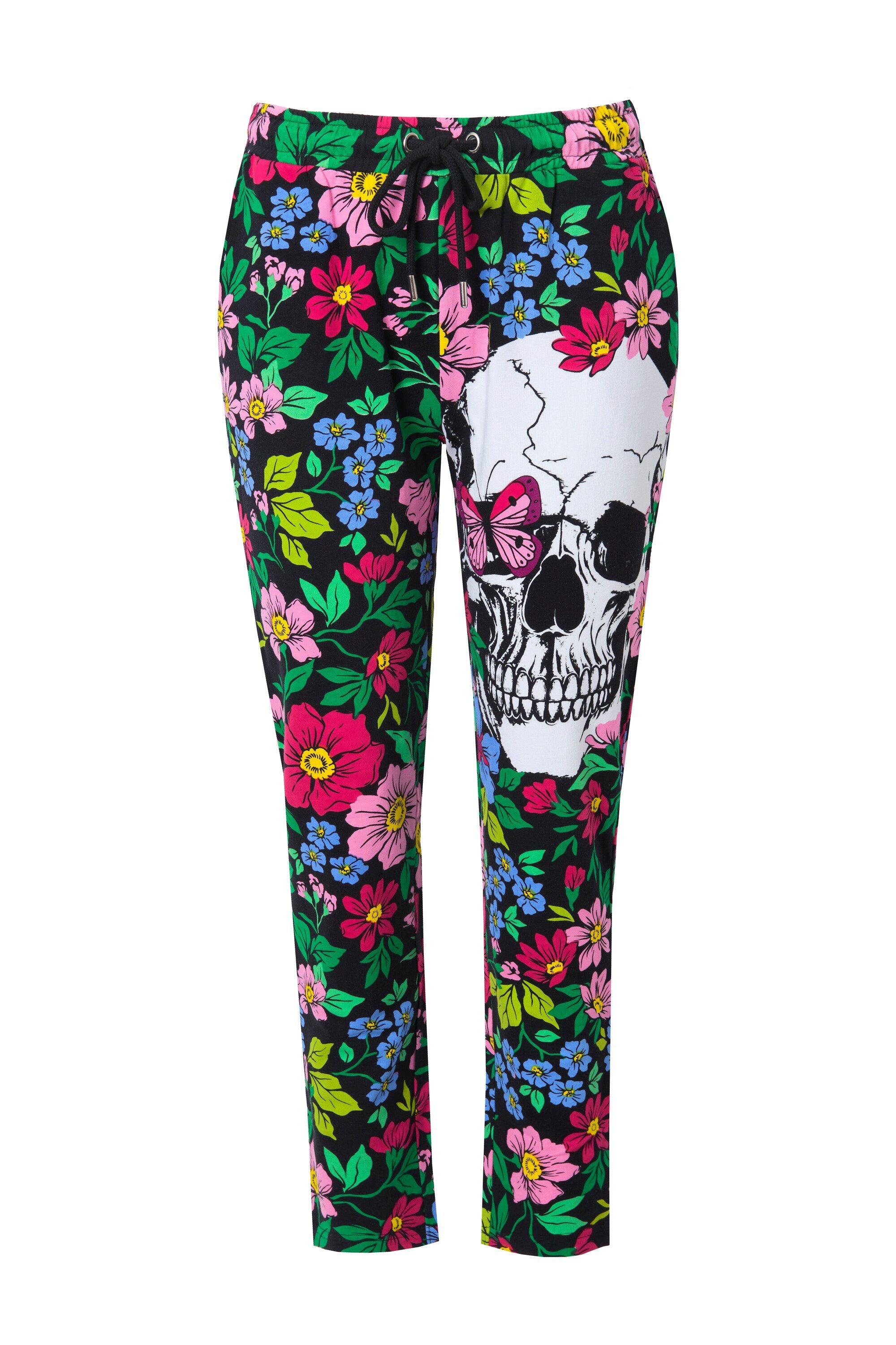 Angel of Style Funktionshose Joggpants gerades Bein Blumen/Totenköpfe günstig online kaufen