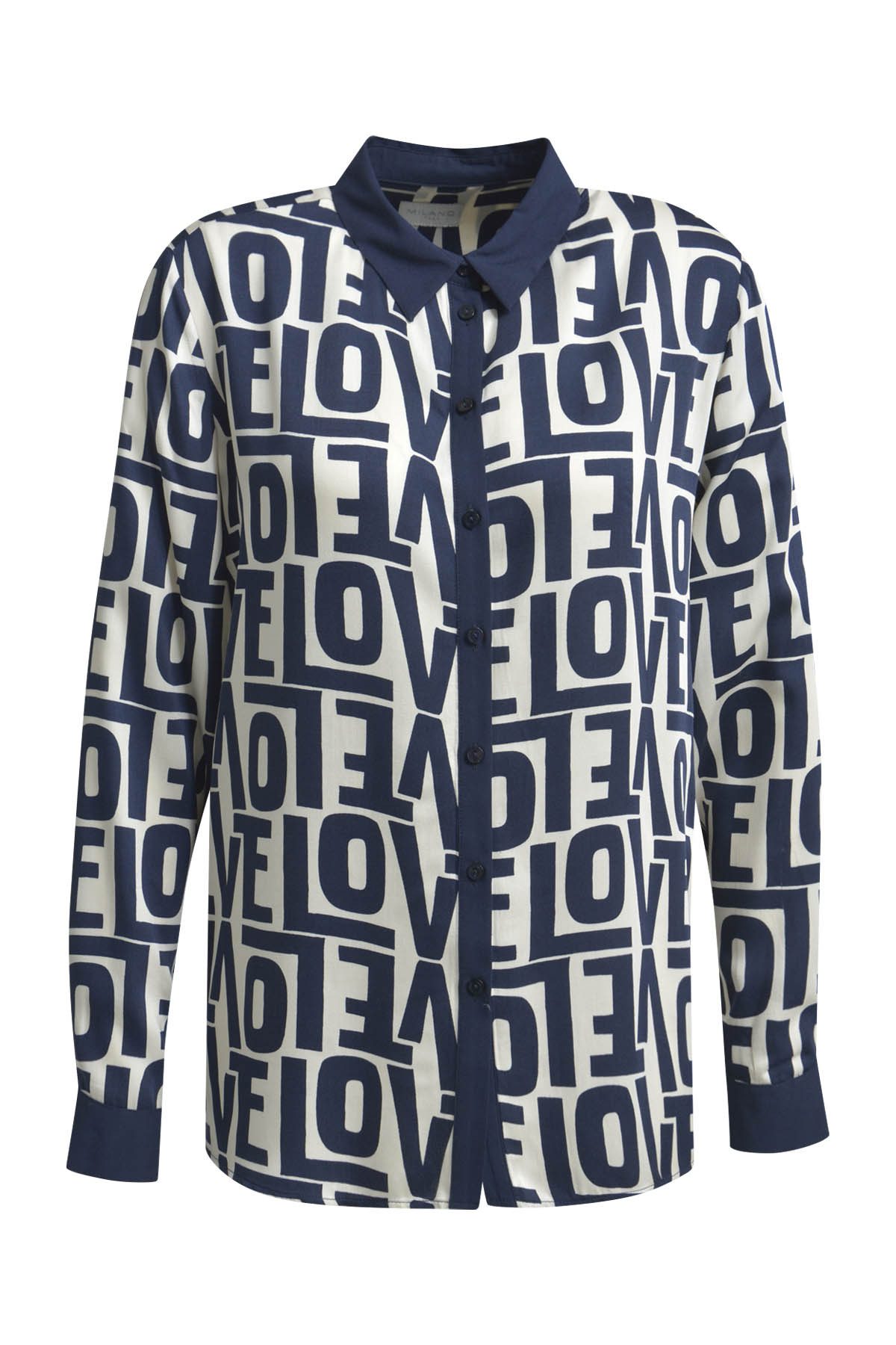 Milano Italy Blusentop Hemd mit Schriftzugprint