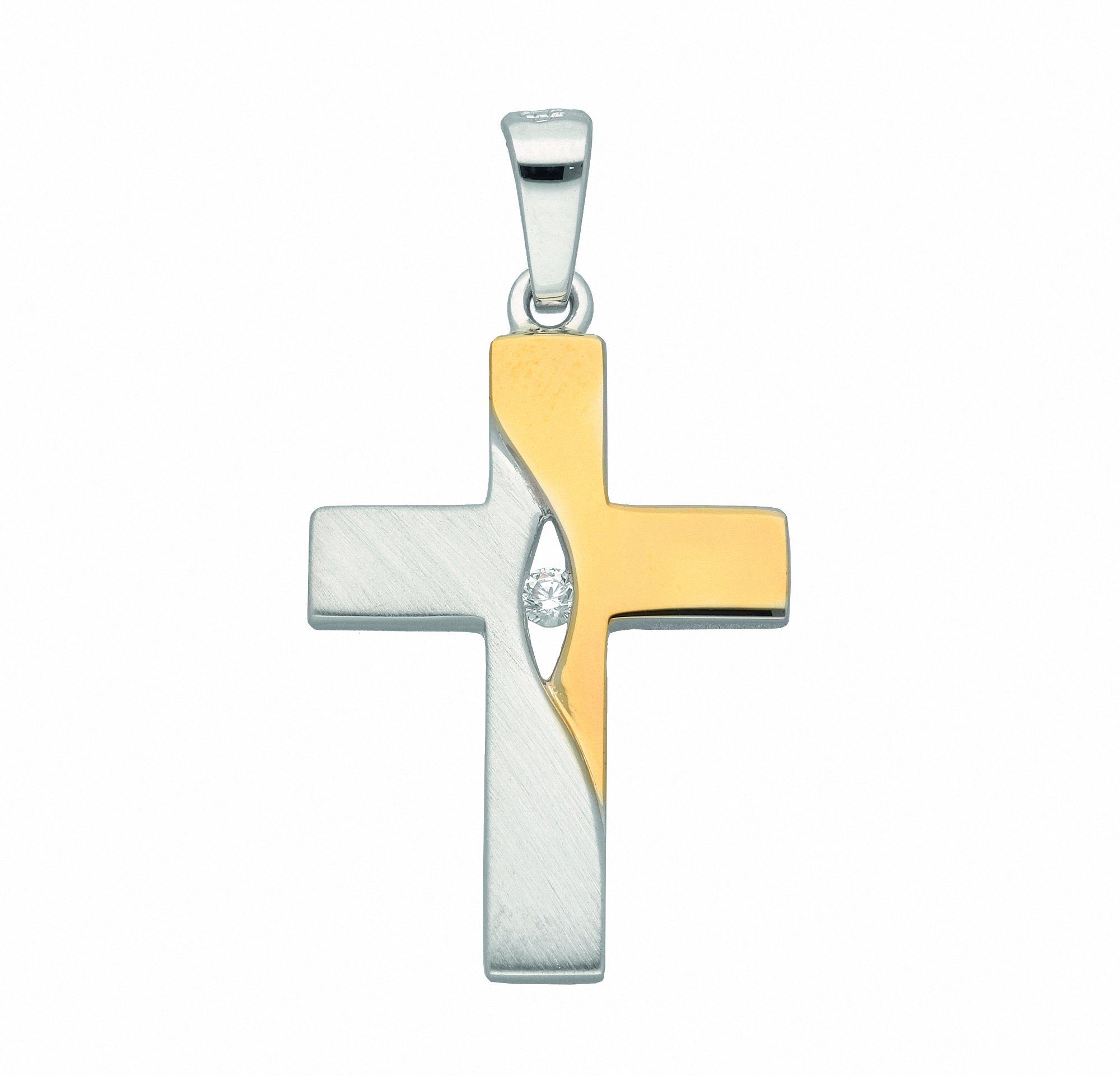 Adelia´s Kettenanhänger 925 Silber Kreuz Anhänger, mit Zirkonia  Silberschmuck für Damen & Herren, Mit Liebe gefertigt aus: 925 Sterling  Silber rhodiniert