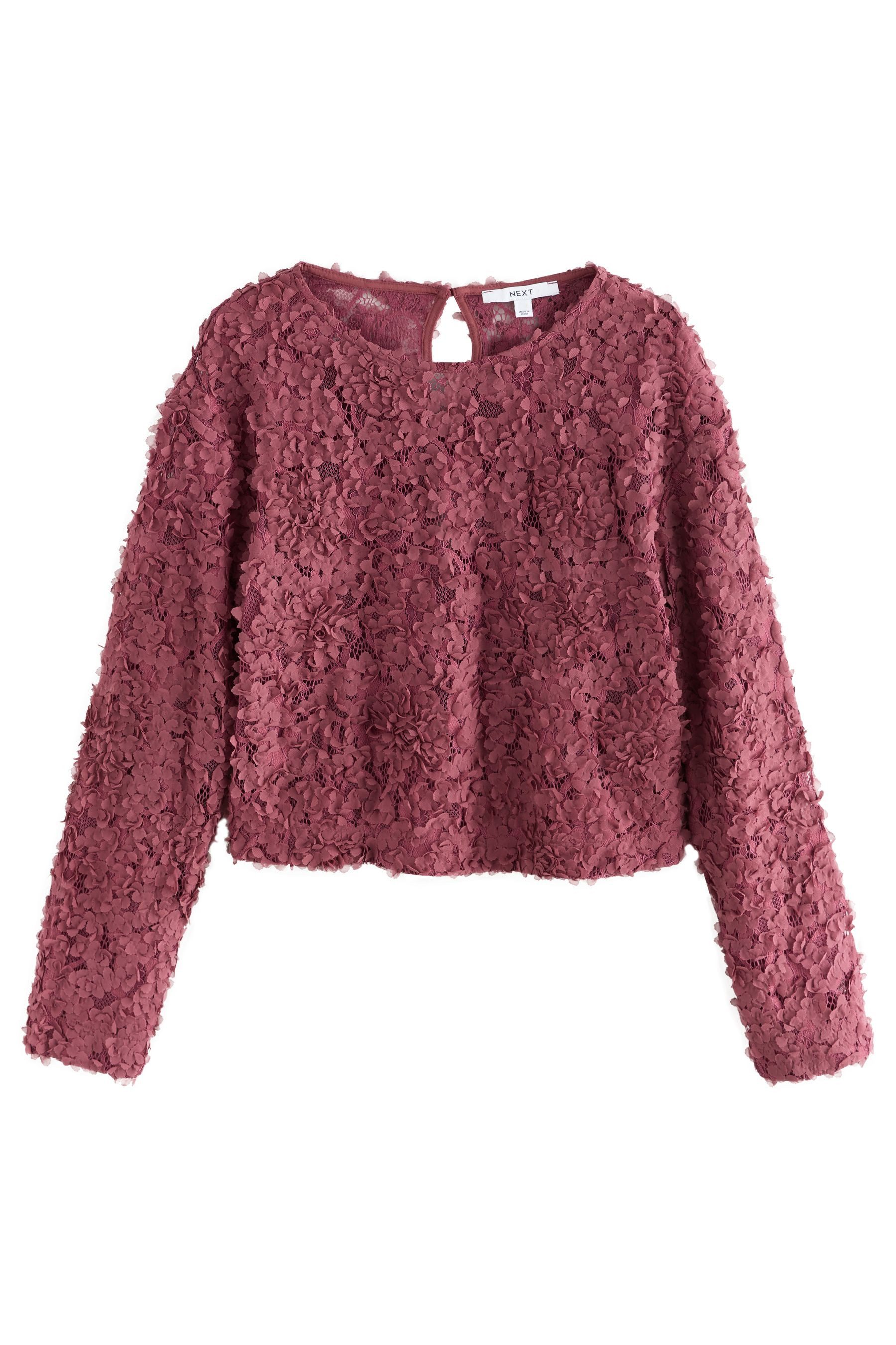 Next Langarmbluse Langarmoberteil mit 3D-Blumenmotiv (1-tlg) günstig online kaufen