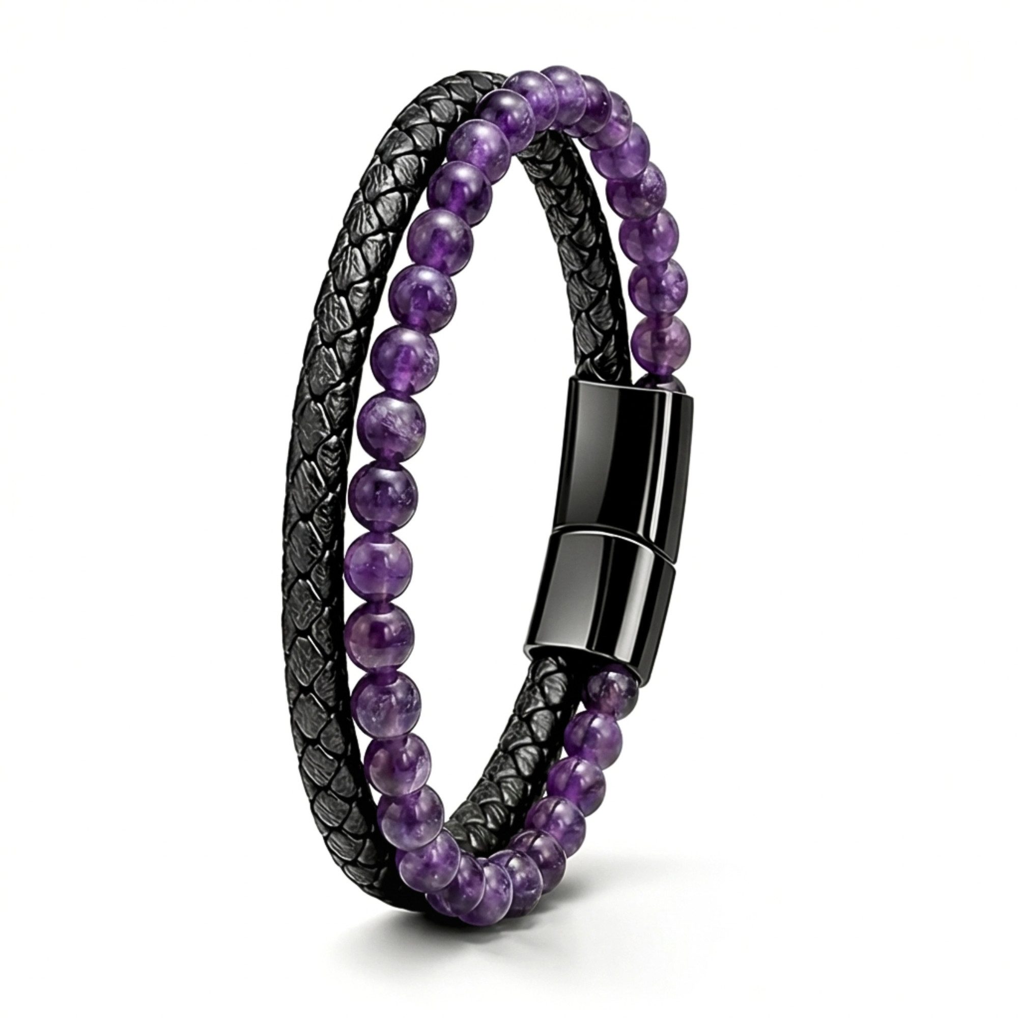 UNIQAL.de Lederarmband Lederarmband Herren "PASSION" Perlenarmband Naturstein Geflochten (Edelstahl, Echtleder, Casual Style, Handgefertigt), Designed in Germany