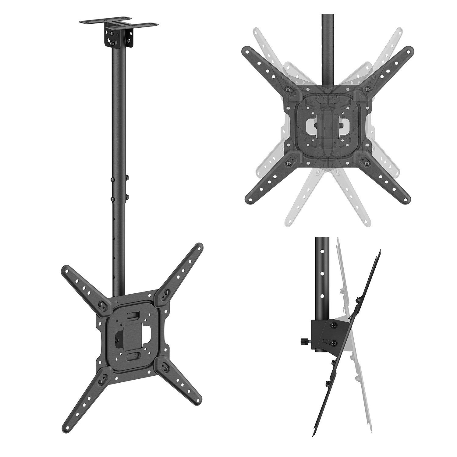 Maclean TV-Deckenhalterung MC-174 für Fernseher von 23 bis 55 Zoll max. 35 kg, (bis 55 Zoll, Höhenverstellung des Fernsehers: 534–784 mm)