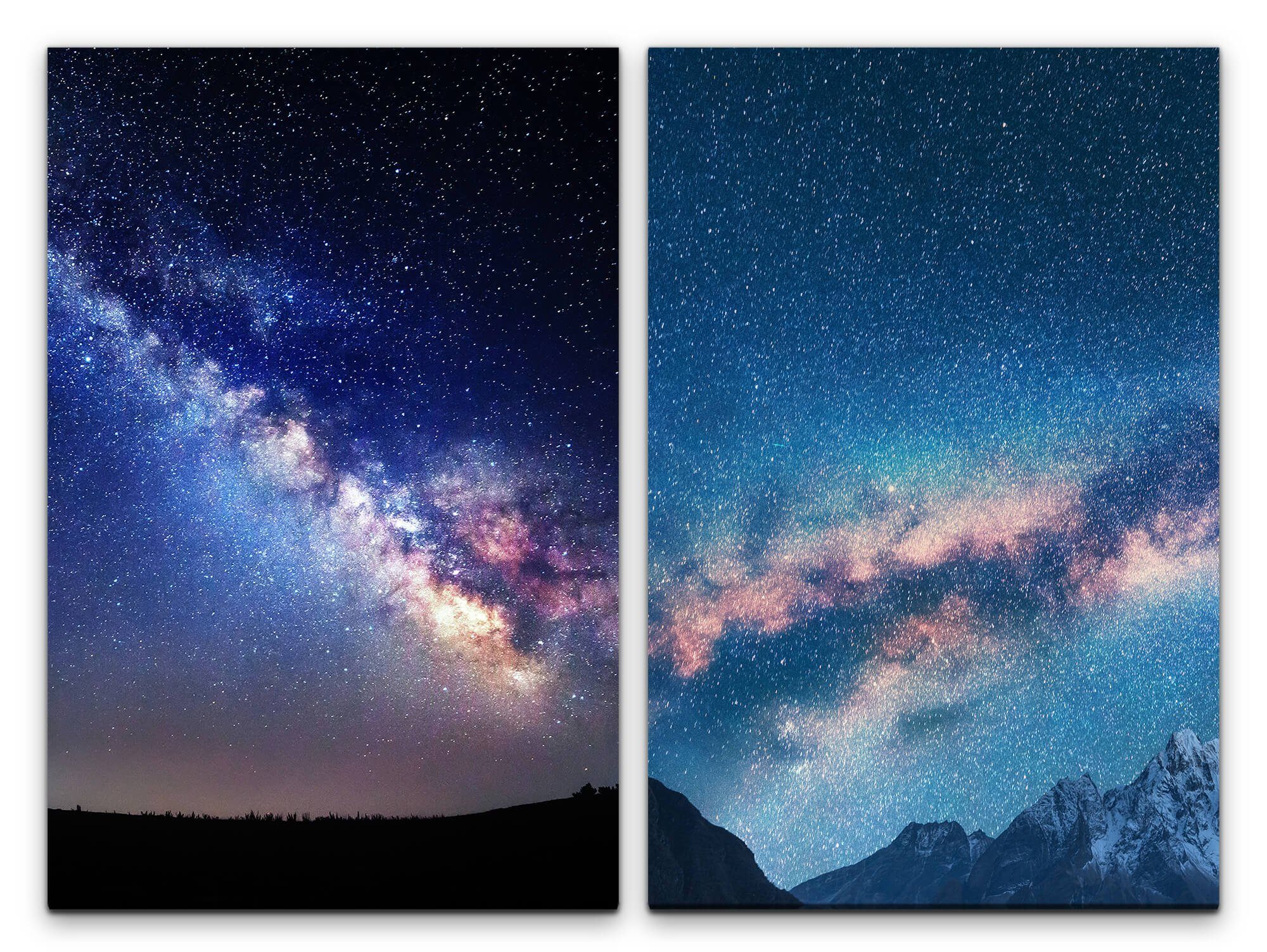 Sinus Art Leinwandbild 2 Bilder je 60x90cm Milchstraße Nachthimmel Sterne Galaxie Traumhaft Astrofotografie Universum